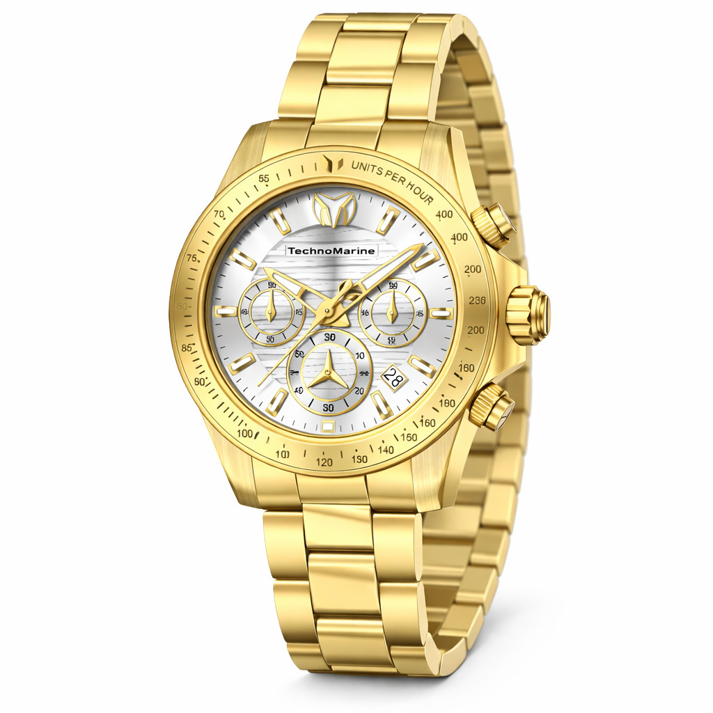 TechnoMarine Manta Ray Men’s Watch VD53 42mm Gold TM-225122 Case Included NIB