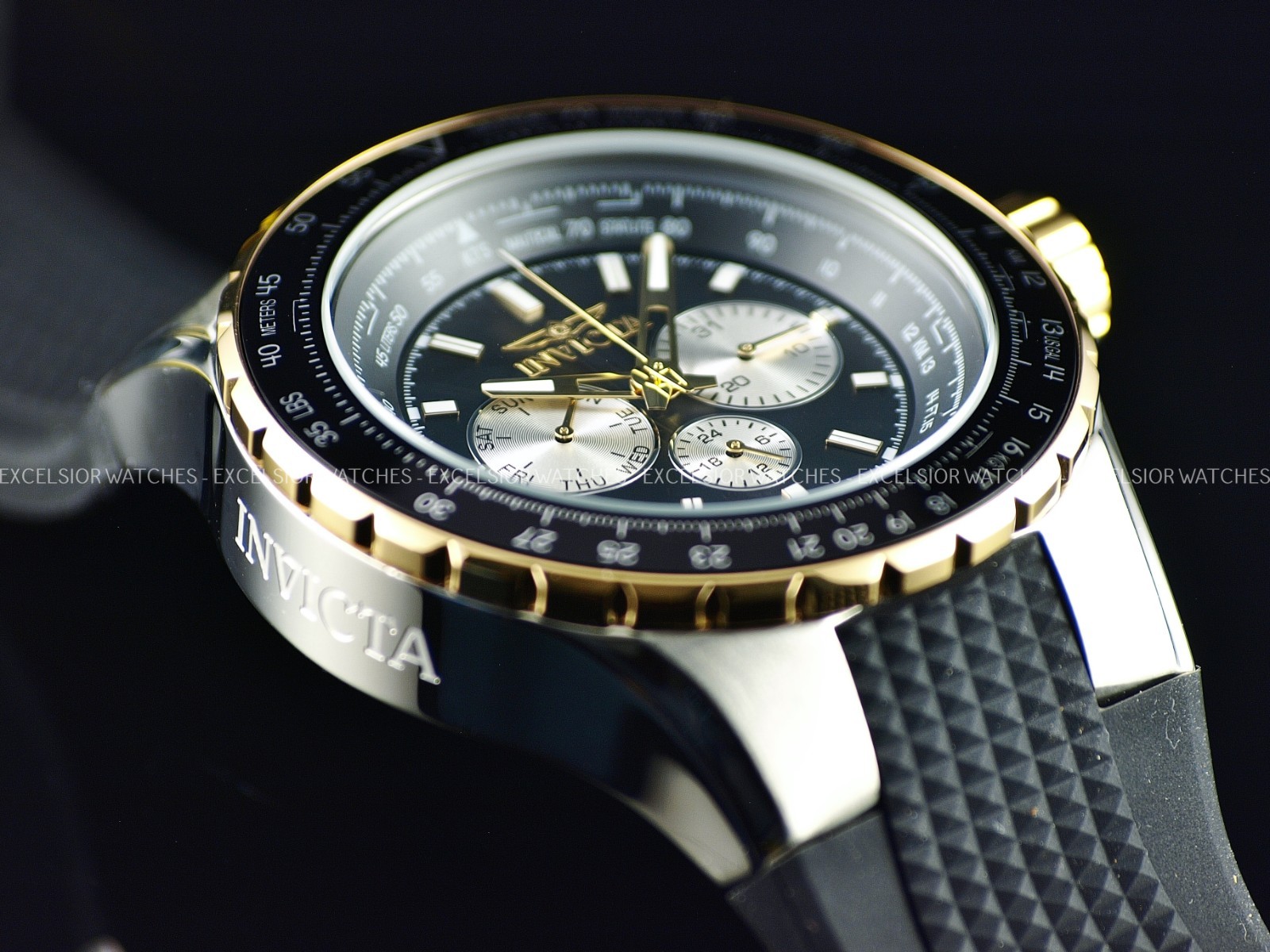 New Invicta Mens 50mm AVIATOR VH63 Multi Function Quartz Black Dial SS Watch