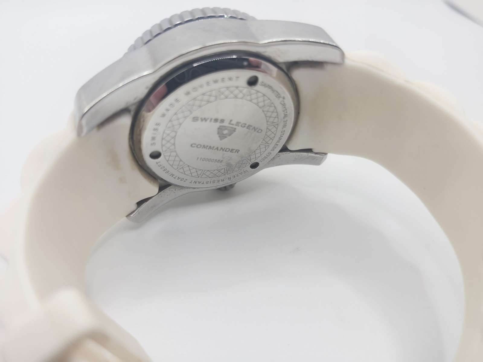 Swiss Legend Commander Mother Of Pearl Dial White Silicone Women’s Silver Watch