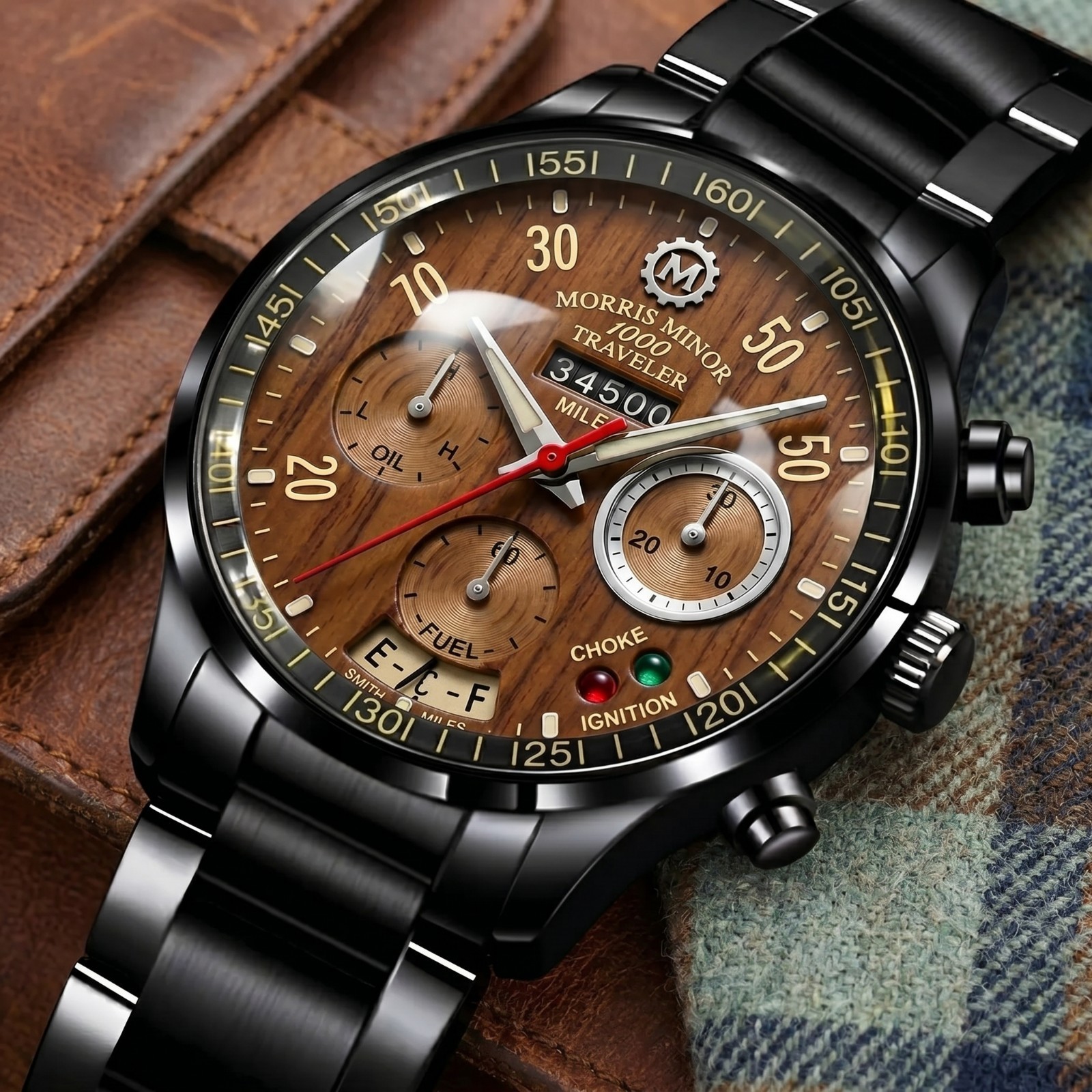 Personalized Morris Minor Traveler Speedometer Stainless Steel Watch Gift