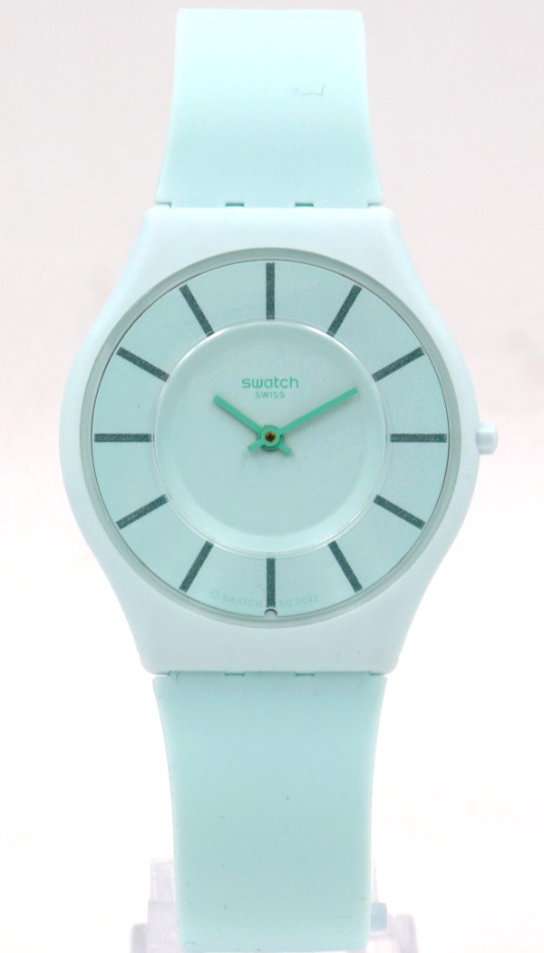 Swiss Swatch Skin TURQUOISE LIGHTLY Classic Silicone Watch 34mm SS08G107 $120