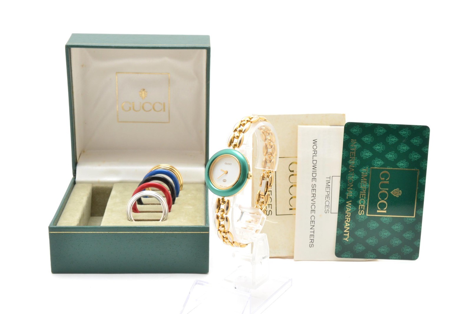 [Near MINT w/ BOX] GUCCI Change Bezel 6 Colors 11/12 Quartz Women’s Swiss Watch