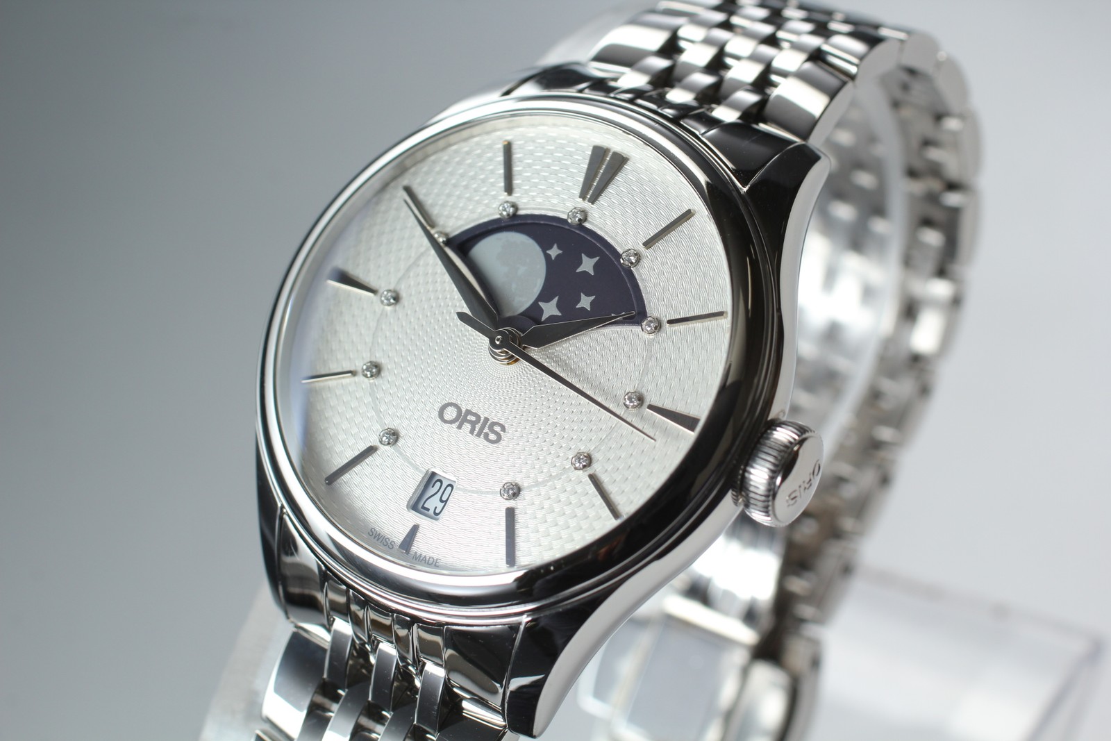 [Box, Paper] ORIS Artelier Grande Lune Moon Phase 7723 AT Date 11P Diamond Watch