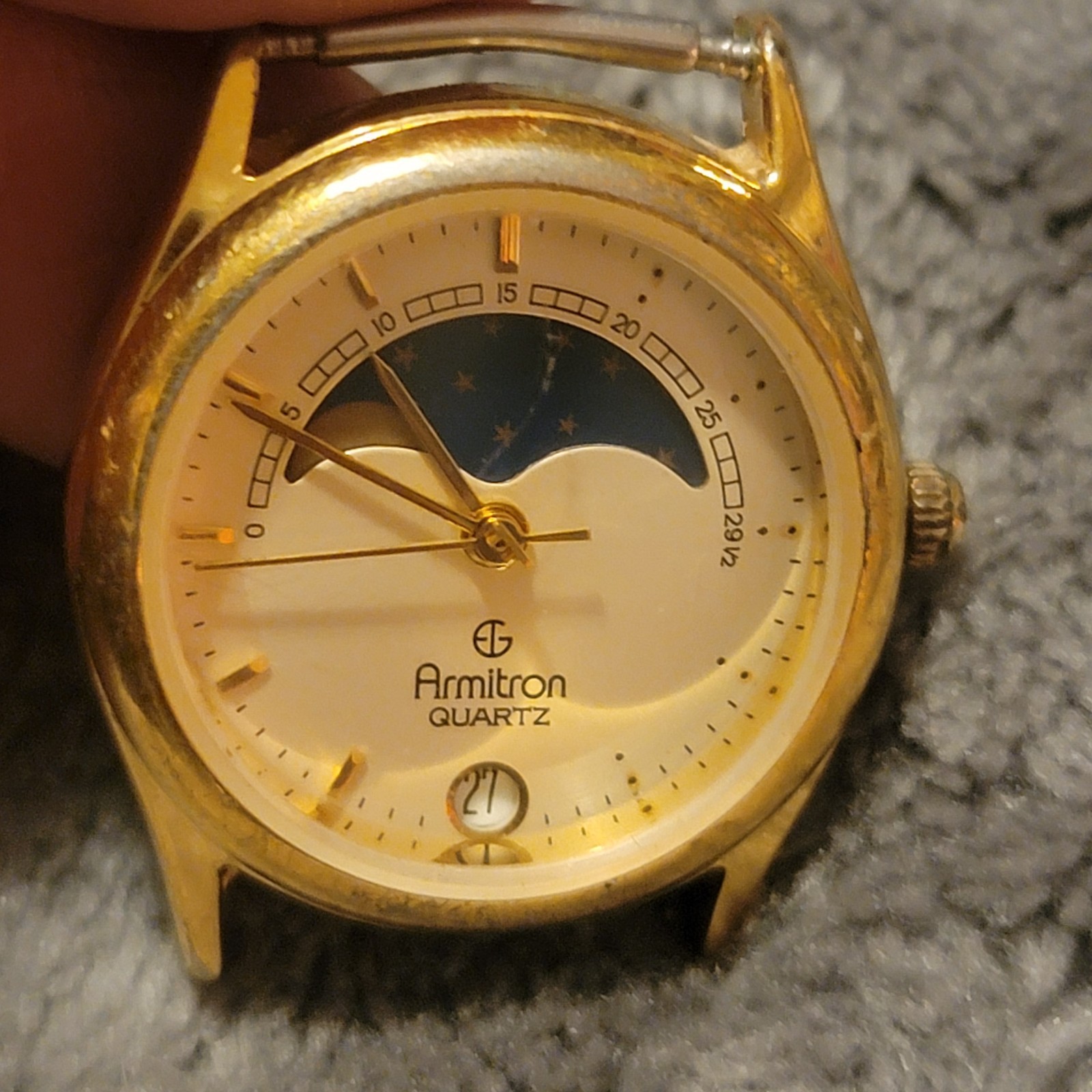 ARMITRON Swiss Vintage Women’s Watch Moon Phase 25/4824 Gold Tone 24 mm