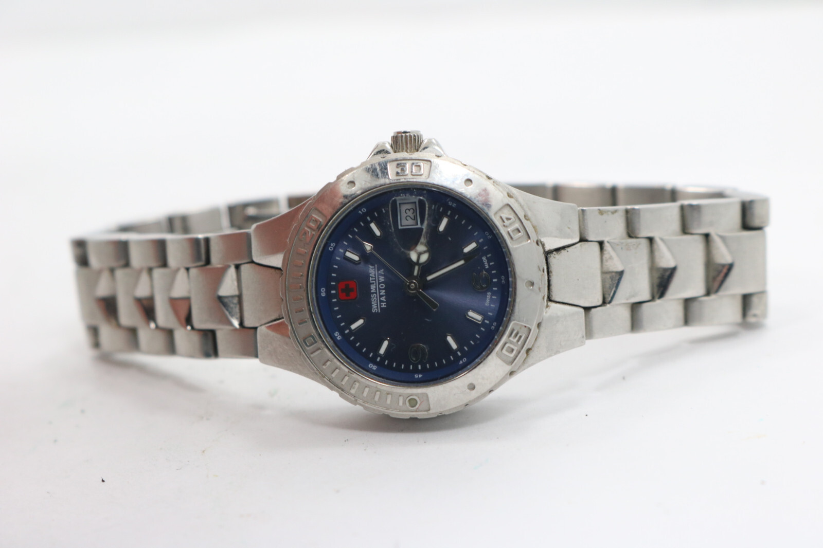 Womens Swiss Military Hanowa Calendar Watch 6-7022 Purple Dial New Batt