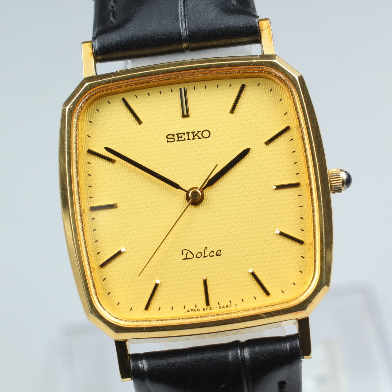 [Near Mint] SEIKO Dolce 5E31-5A80 Gold SGP30 Square Quartz Men’s Watch JAPAN