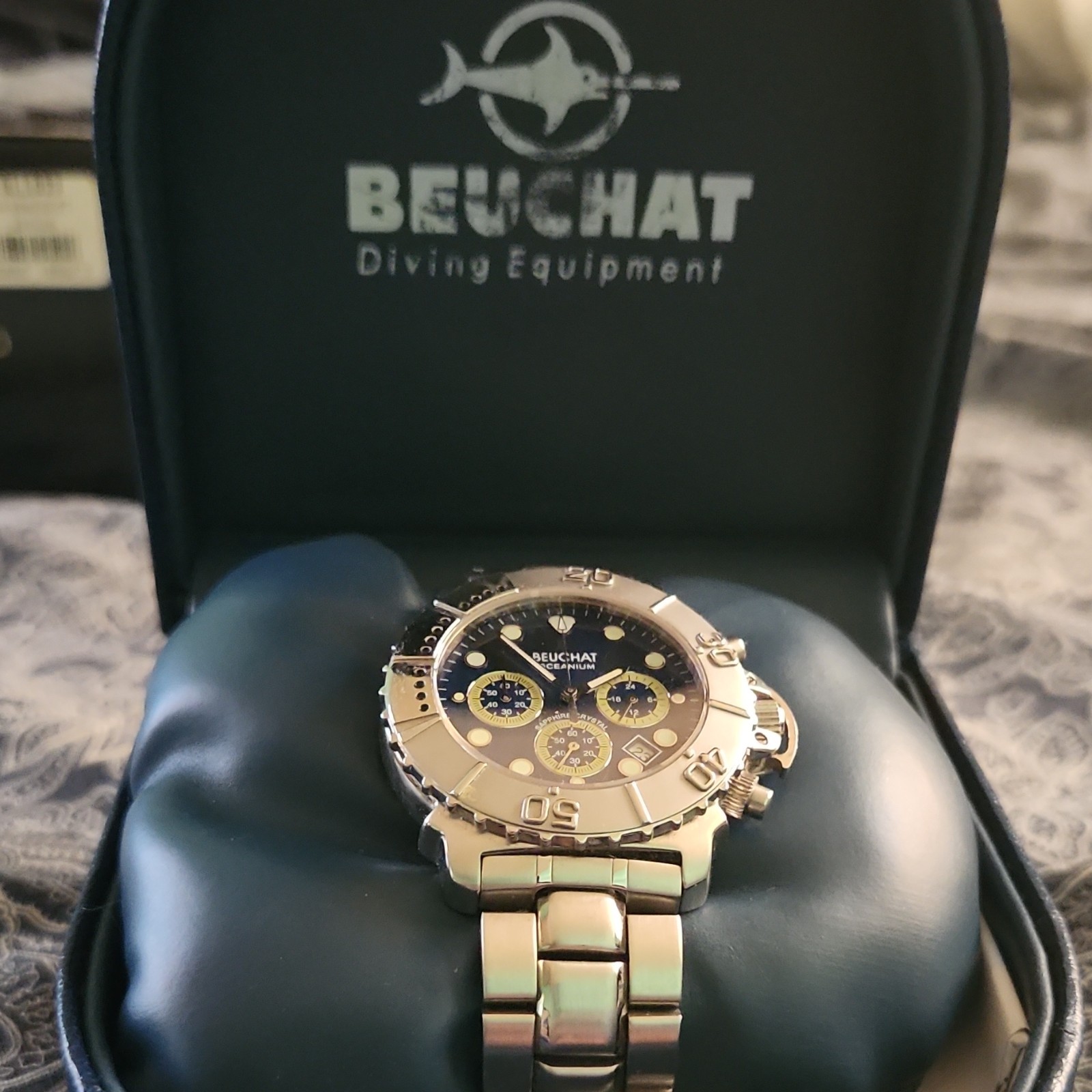 Beuchat Oceanium Men’s Chronograph Diver Watch Stainless Steel Original Box
