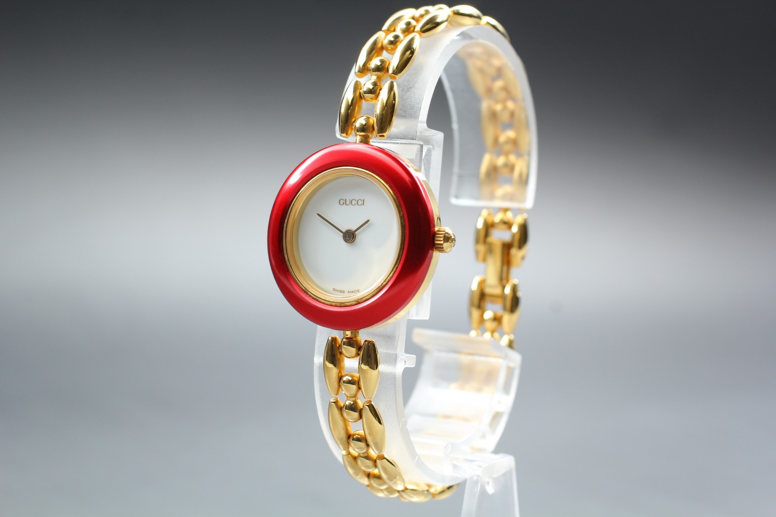 [Near MINT] Gucci 11/12.2 Change Bezel Gold Red Bezel Quartz Women’s Watch