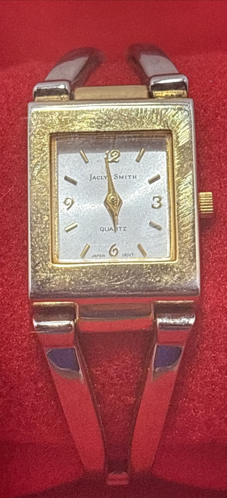 Jaclyn Smith Watch Quartz Rectangle Face Partial Bracelet, Modern Stretch Band