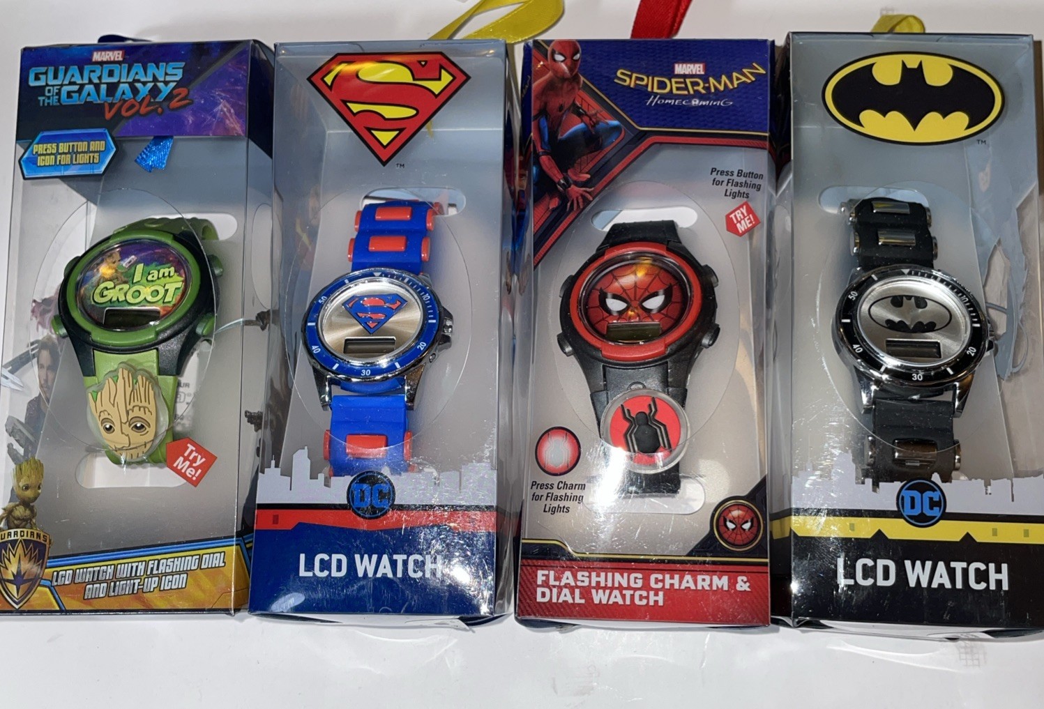 Lot of 4 Marvel/DC Comics Watches New In boxes, Untested/Need Batteries