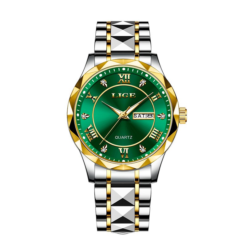 LIGE Luxury Quartz Men Watch Stainless Steel Date Waterproof Luminous Wristwatch