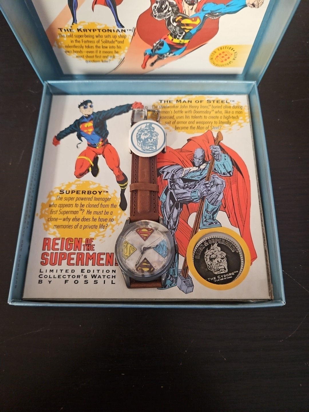 1993 Fossil Superman Collector’s Watch Reign of The Supermen Watch No Paper