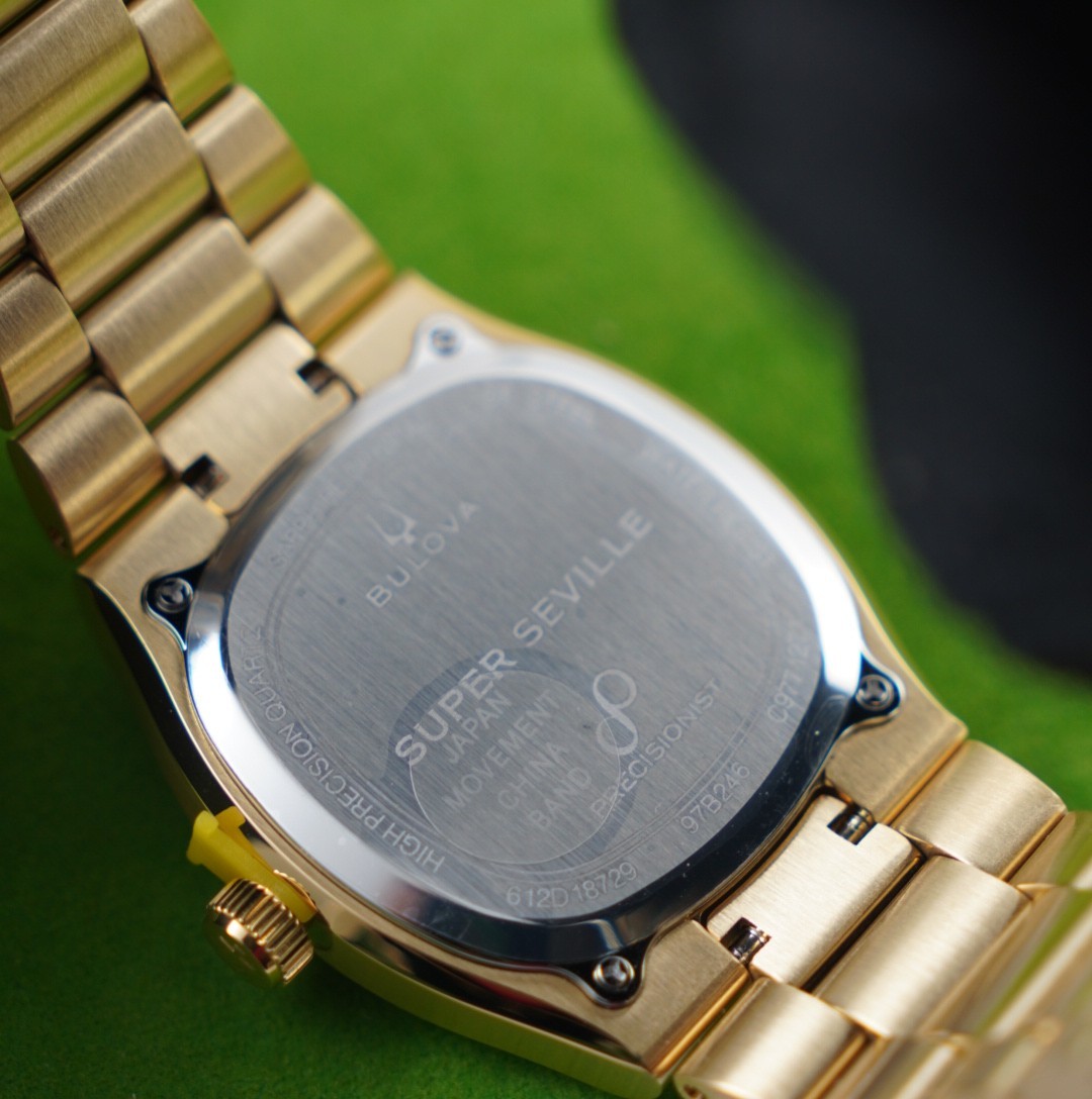 BULOVA Super Seville Watch Gold Stainless Steel, Black Night Illuminating Dial