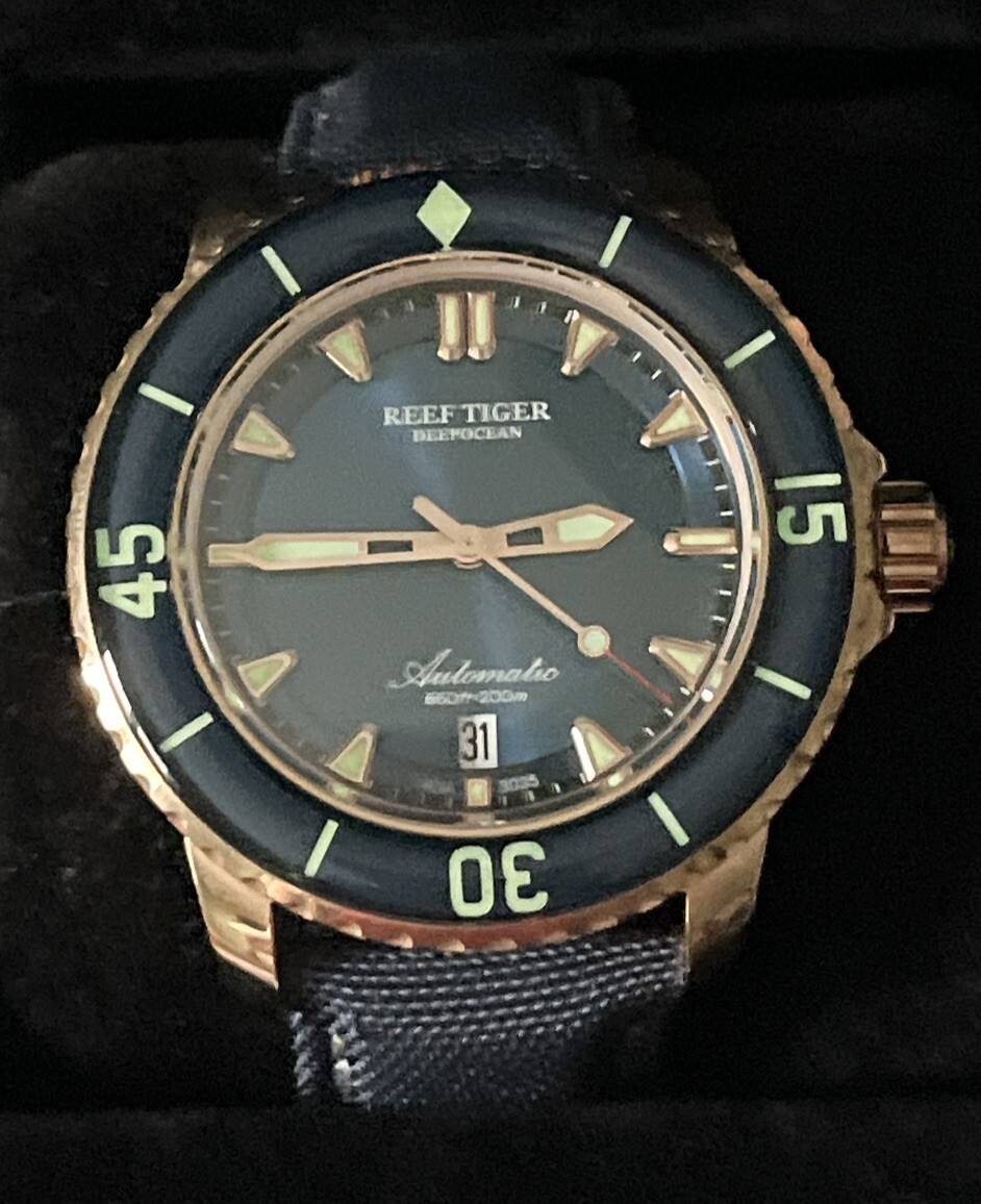 Reef Tiger Deep Ocean Aurora Watch Automatic Men’s Watch 44mm case