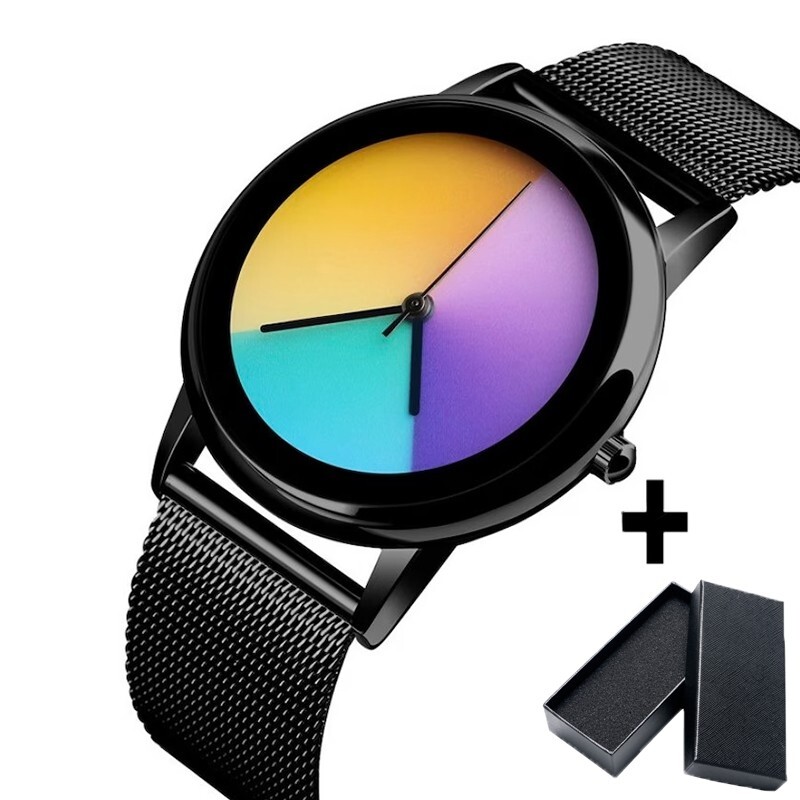 Luxury Men’s Fashion Color Changing Dial Quartz Watch Stainless Steel 3ATM