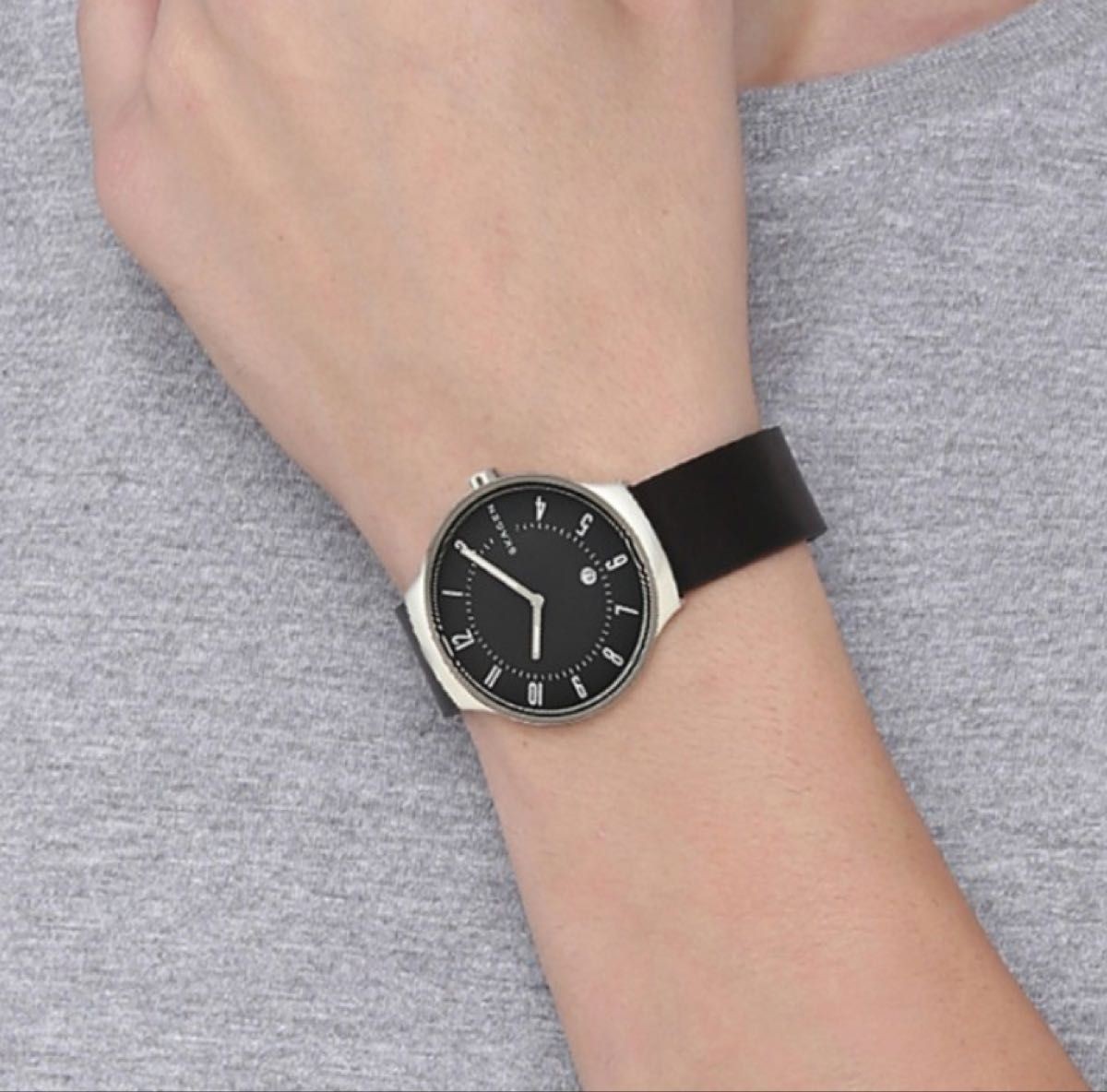 SKAGEN SKW6459 Grenen Black Dial Leather Quartz Men Women Unisex Watch