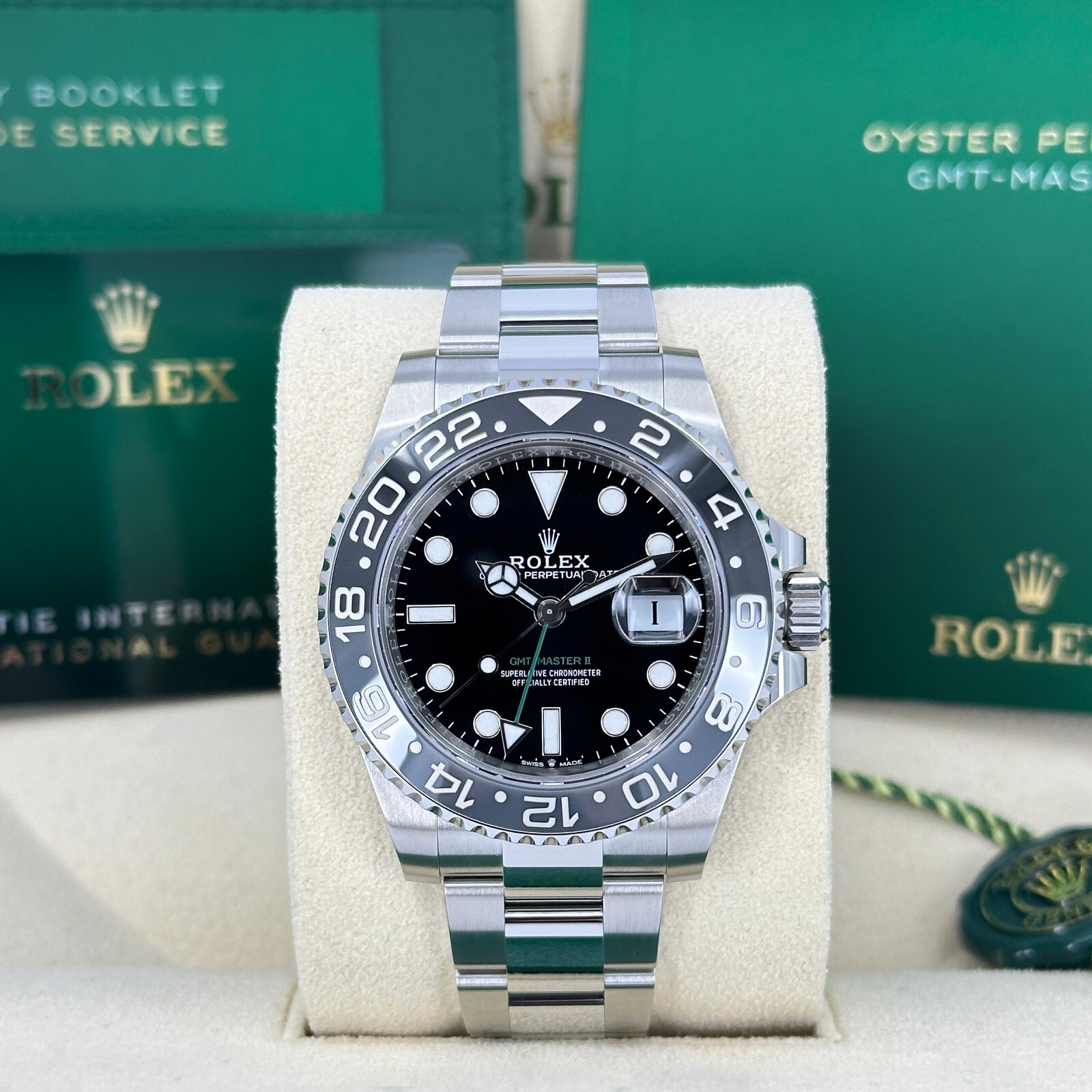 Unworn Rolex GMT-Master II Bruce Wayne Black Oyster Ref 126710GRNR-0004