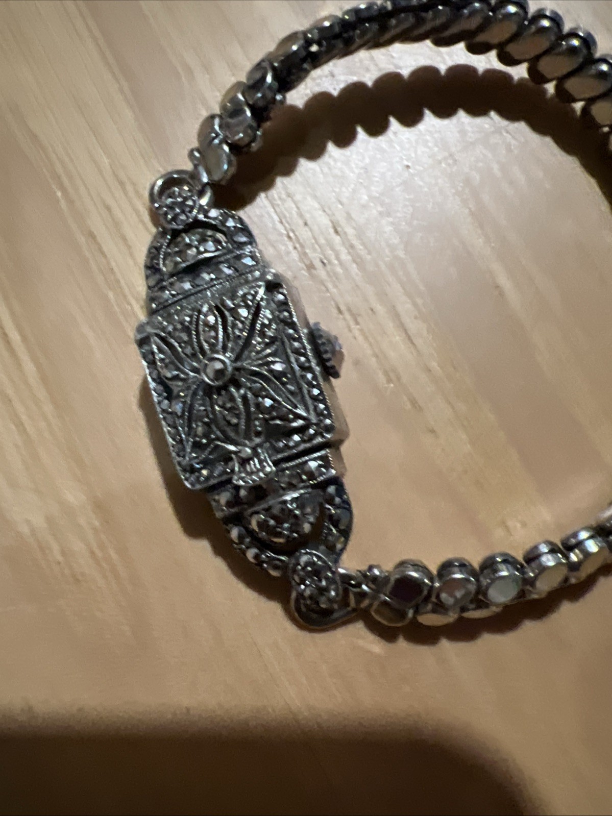 Bucherer Marcasite Peek A Boo Watch Hidden Face Silver Mechanical Swiss