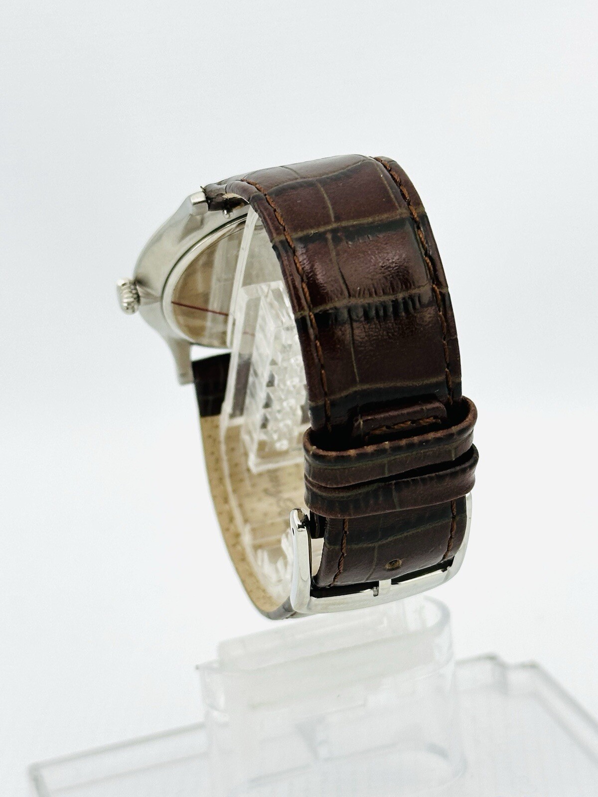 Tommy Bahama TB1051 Pineapple Dial Brown Croco Texture Leather Ultra Slim Watch