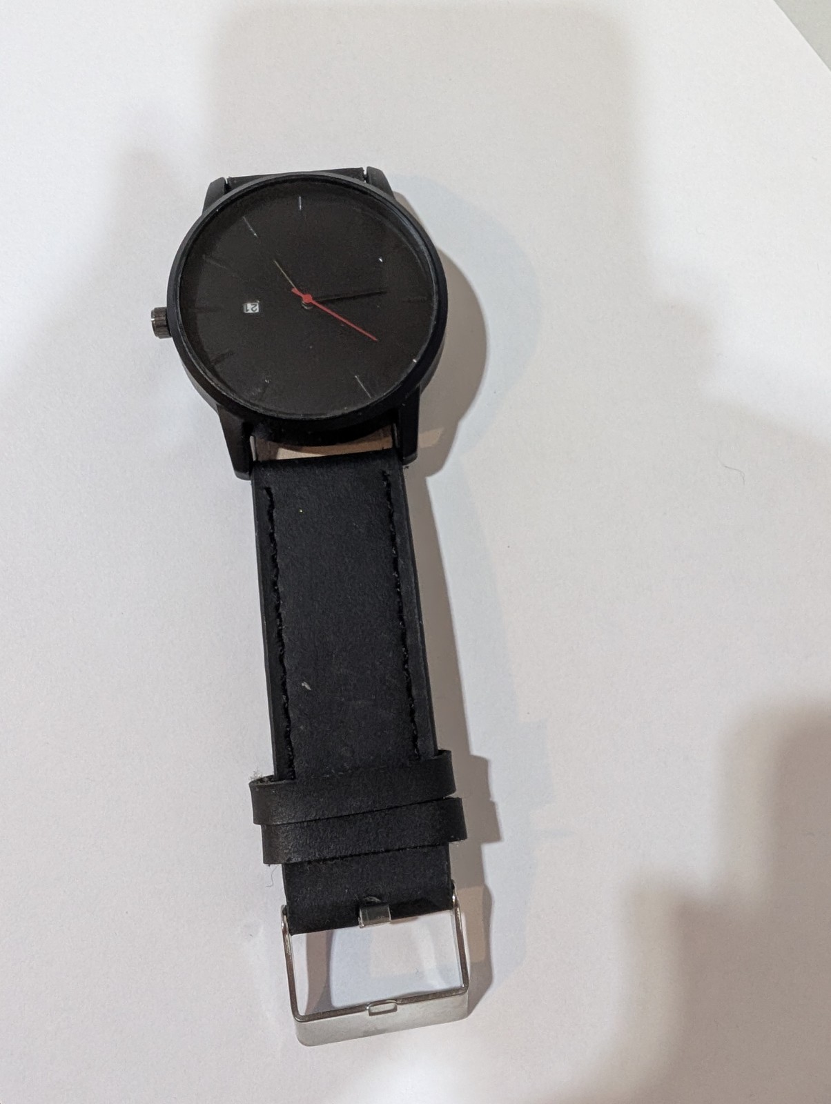 LABSERRON 1Pcs Mens Wrist Watch Black Durable Quartz Leather Strap New Battery