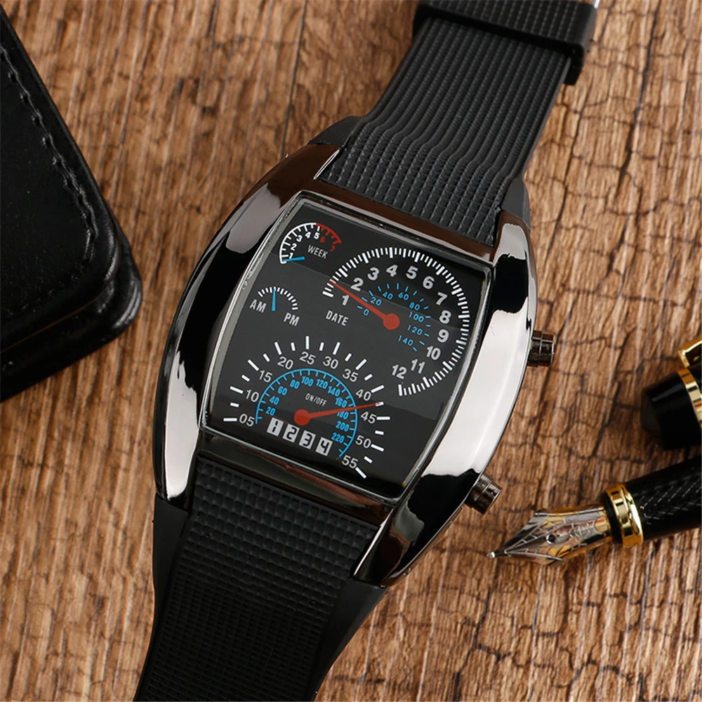 Fashion Men’s Stainless Steel Luxury Sport Analog Quartz LED Wrist Watch