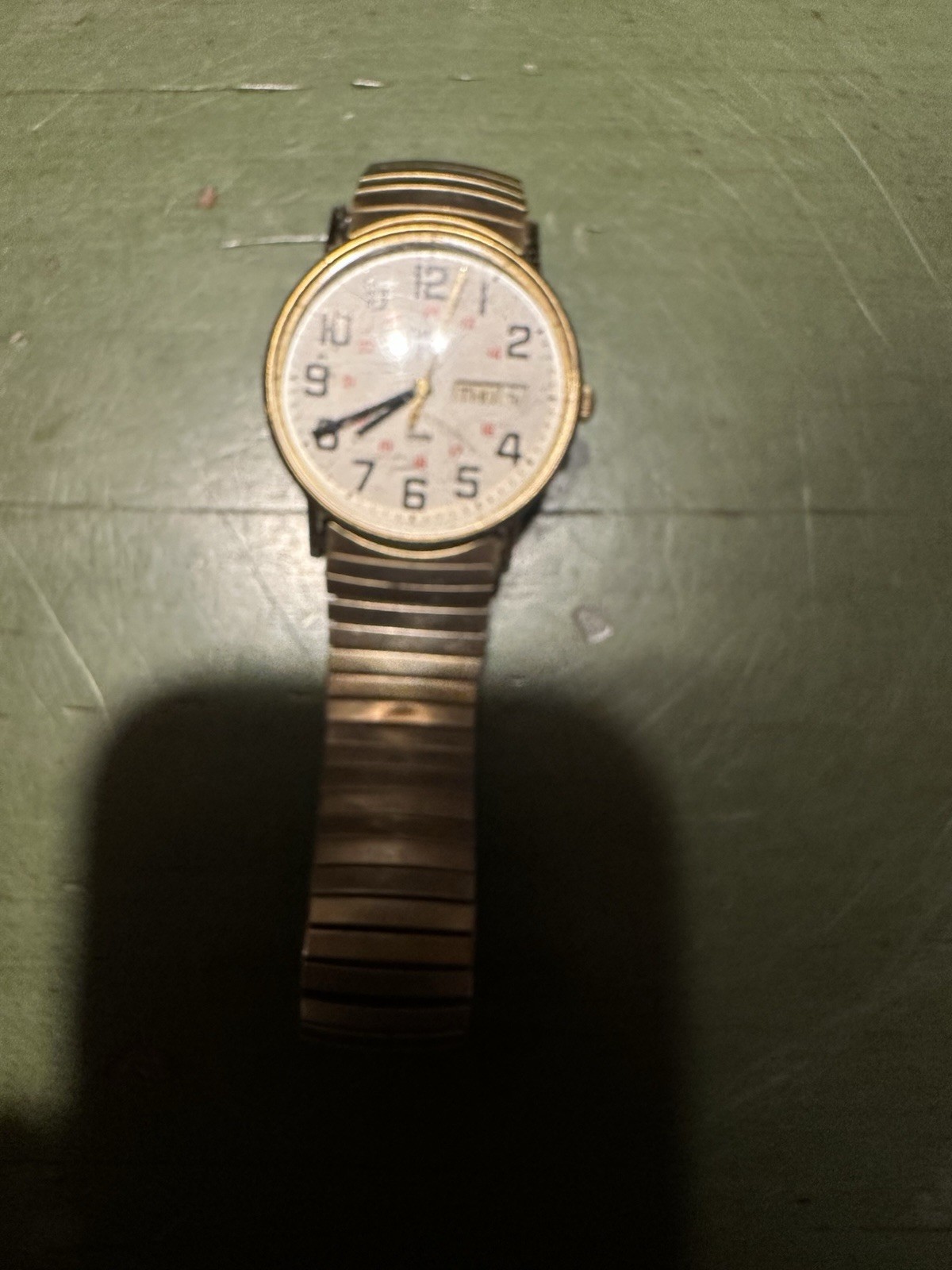 Timex Expedition Men’s Quartz Analog Watch 34mm Gold Expansion Band White Dial