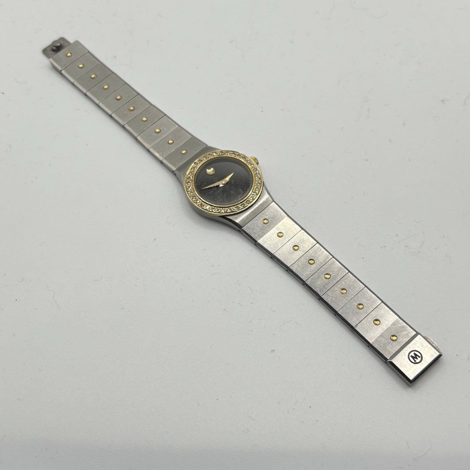 Movado Museum Watch 85 A1 836L Two/Tone Diamond Bezel AS-IS NO EXTRA LINKS