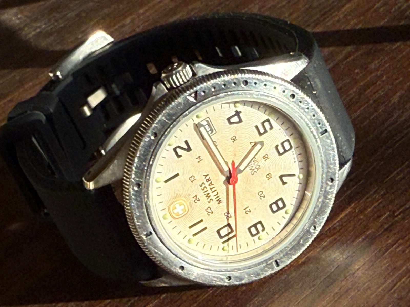 Wenger Swiss Military Field Watch 38mm Quartz Date Cream/Peach Dial