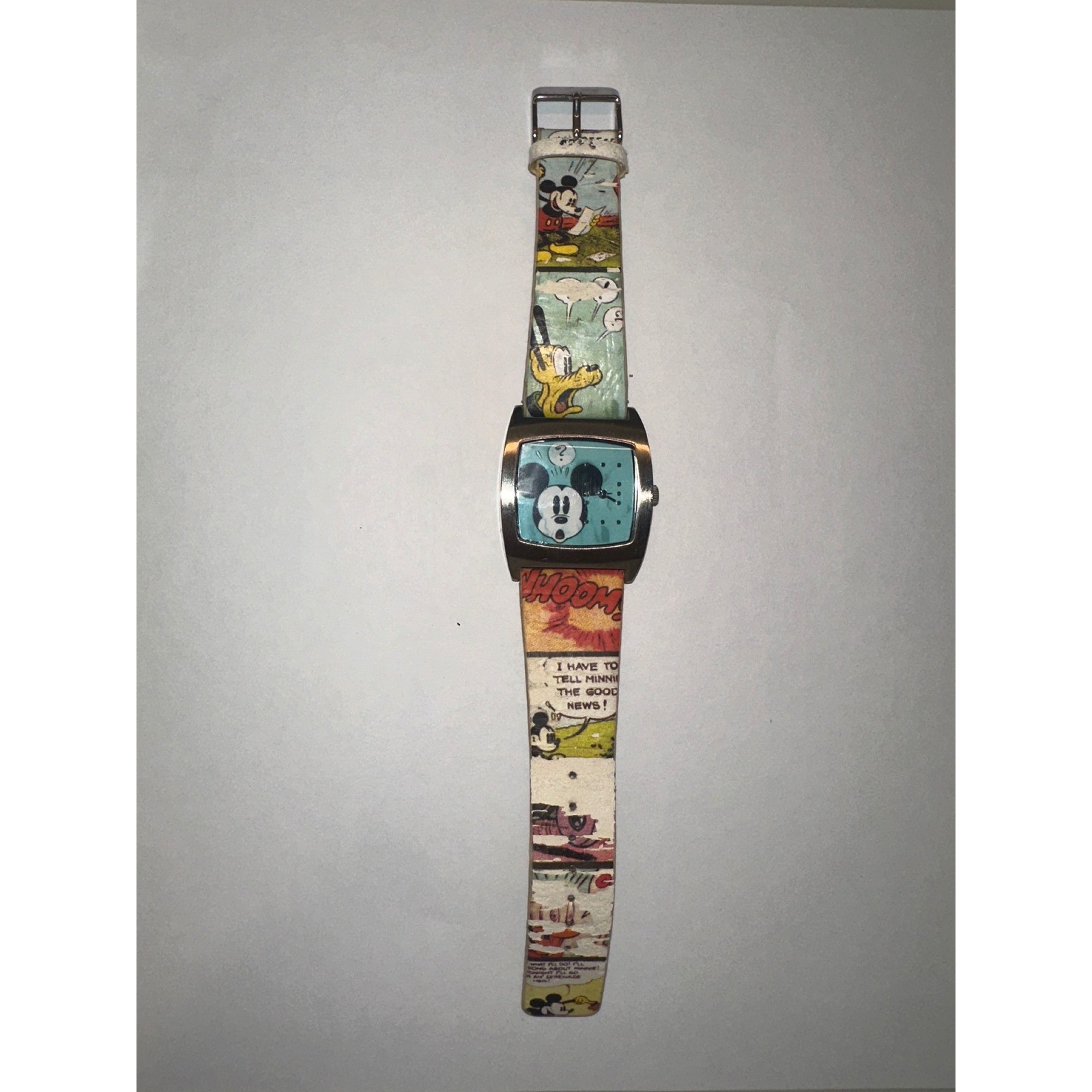90’s Disney Parks Mickey Mouse Watch Comic Strip Stainless Steel Back Fading