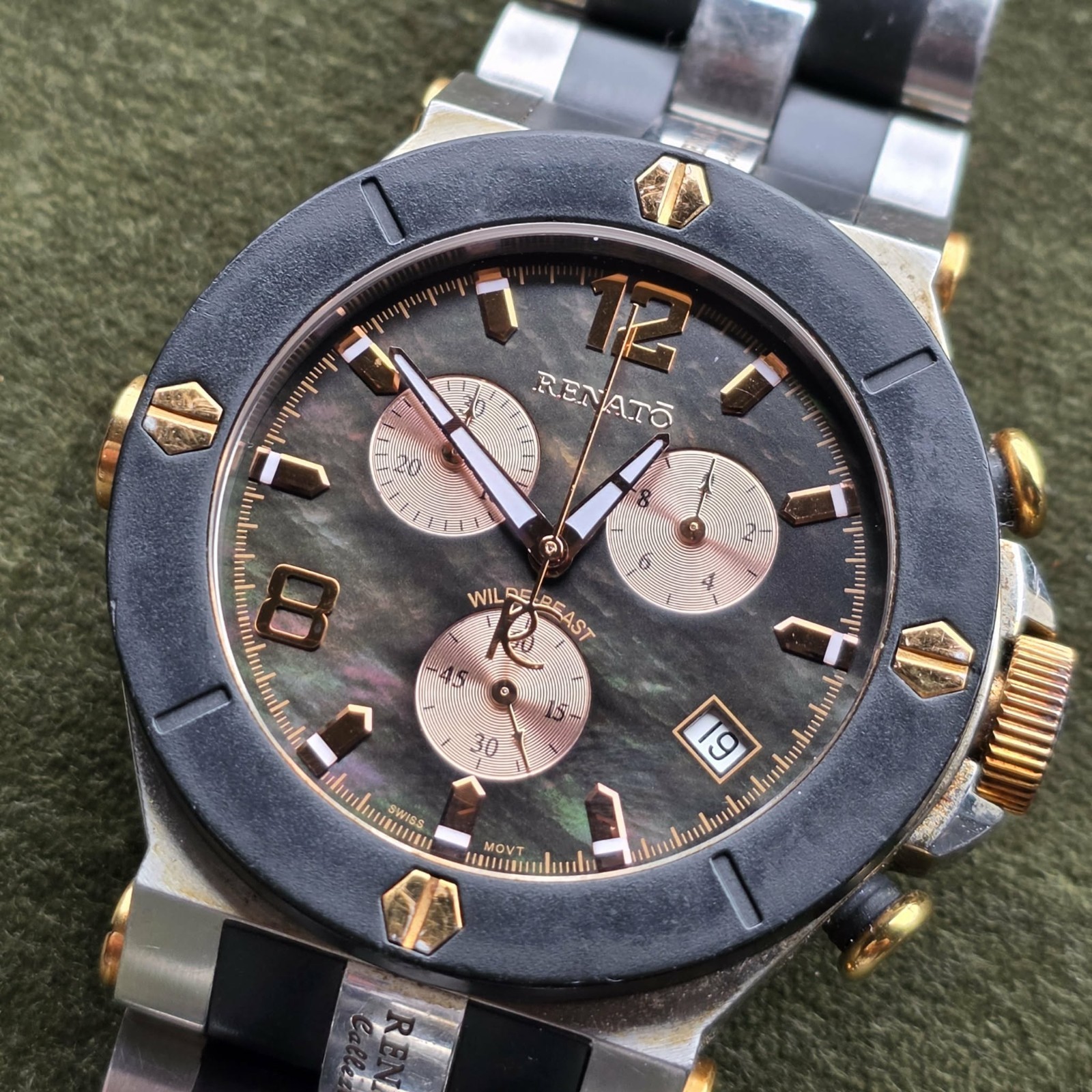 Renato Wilde Beast Swiss Chronograph with Green Mother of Pearl Dial