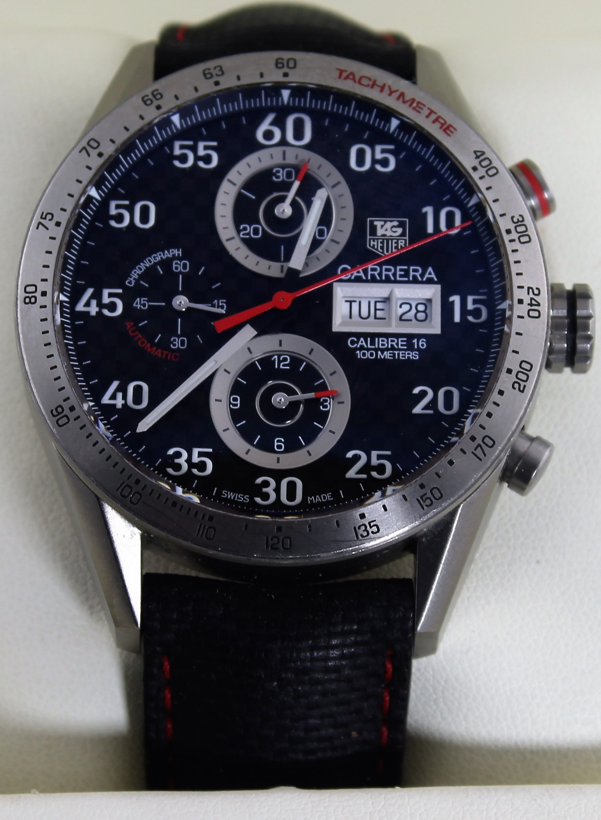 CV2A80.FC6256 TAG HEUER CARRERA AUTO DAY DATE CARBON FIBER TITANIUM MENS WATCH