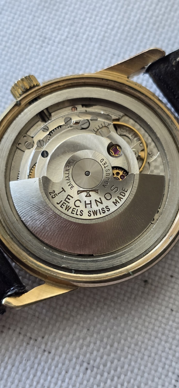 Mens Vintage TECHNOS EVERITE SKY ACE Gold Shield 25J Automatic Wristwatch 36mm