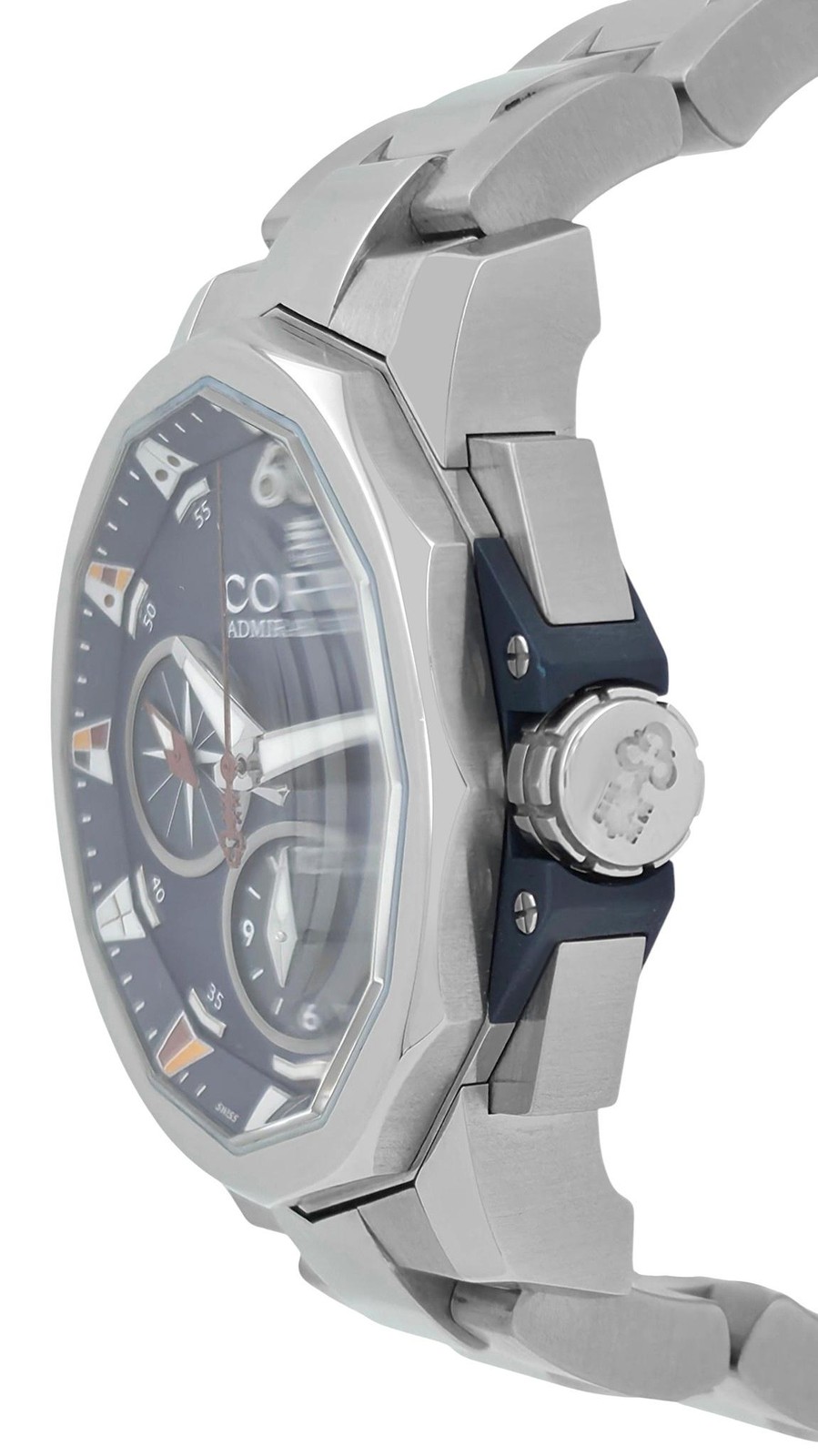 Corum Admirals Cup 753.693.20 Chronograph Blue Dial Date Steel 44MM Men’s Watch