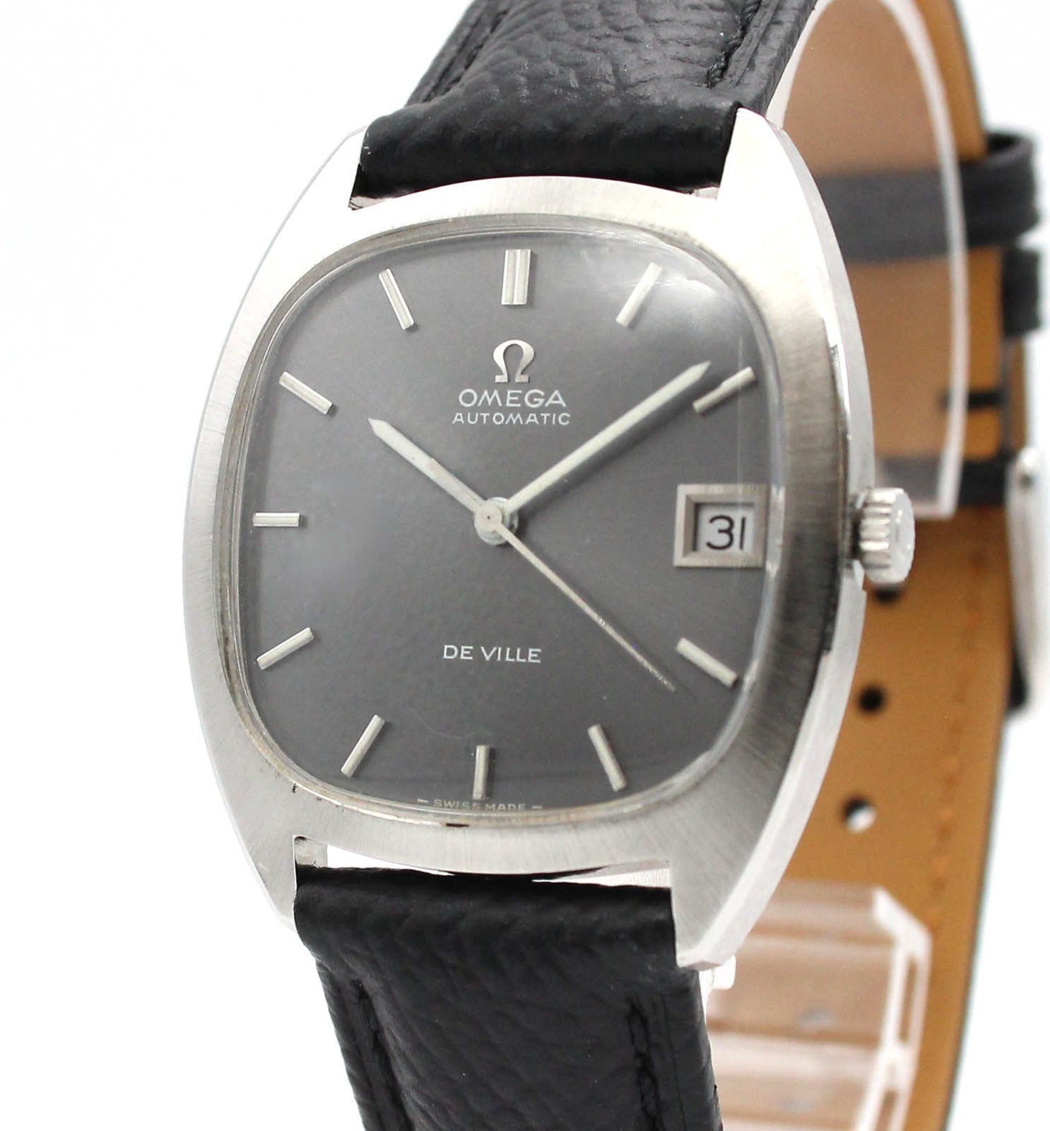 OMEGA De Ville Ref.162.045 Square 32mm Gray Auto Men Vintage 1970s JAPAN Z138