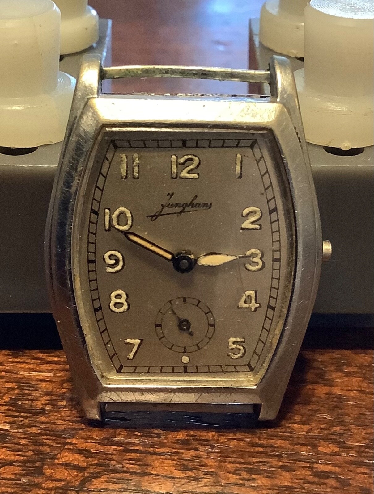 Junghans Men’s Watch / Cushion Case marked Junghans Boden / Signed J80 Movt.