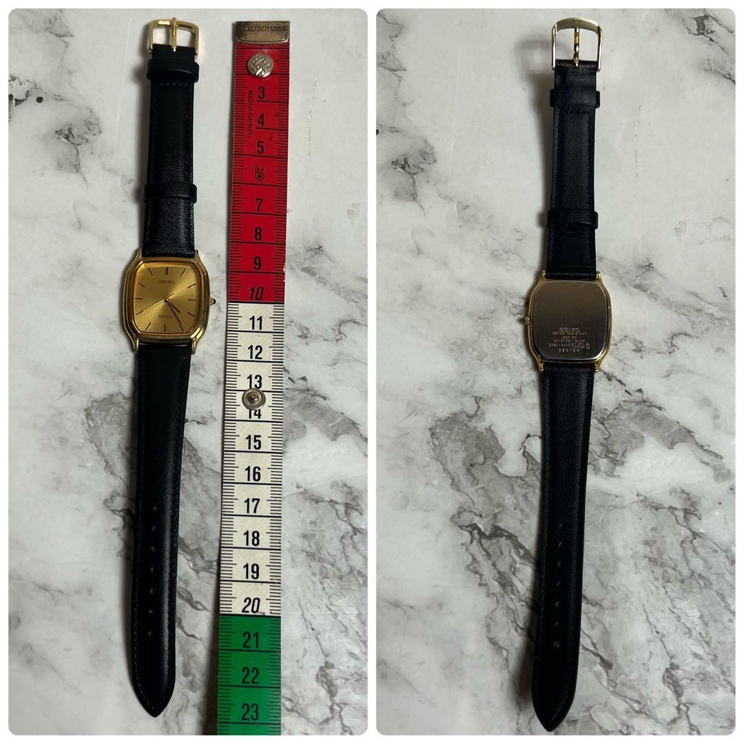 Working beautiful item Seiko Dolce men s wristwatch gold dial 5E61 5A10