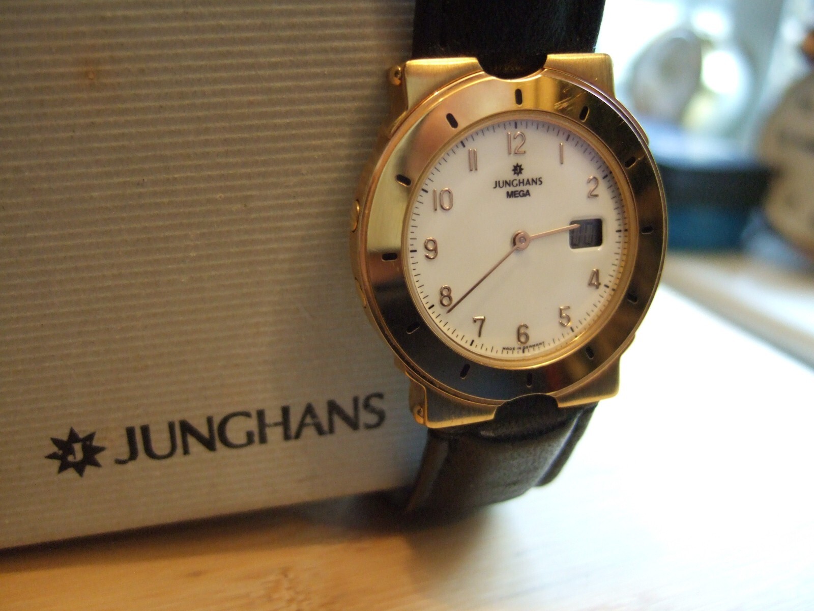RARE Vintage Near Mint Boxed Men’s Junghans Mega RC 025/7200.00 Gold Pl Watch