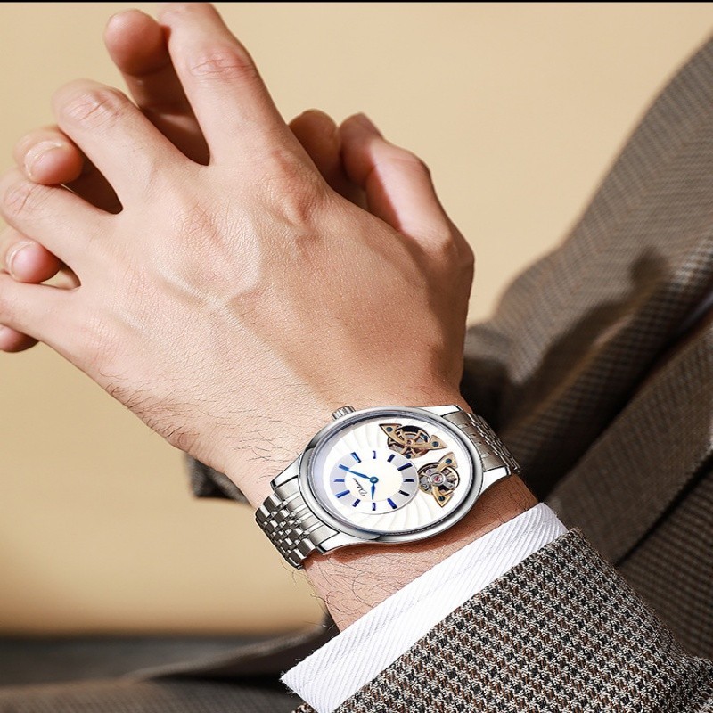 luxury Mens Tourbillon Automatic Mechanical Watch Alloy Self-winding Gift