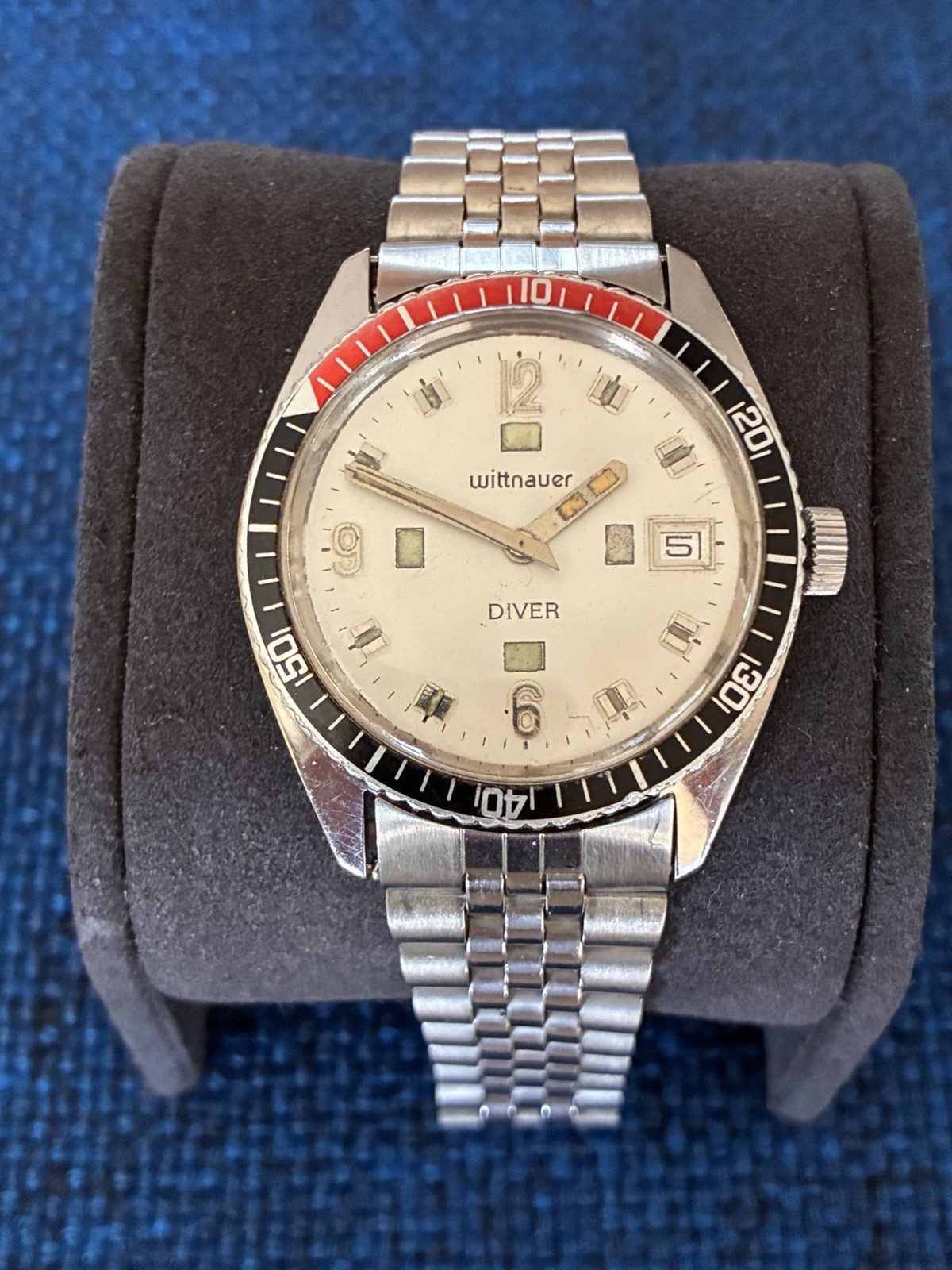 Vintage 1960s Wittnauer Diver 4000 White Dial Coke Bezel Mens Watch – Runs
