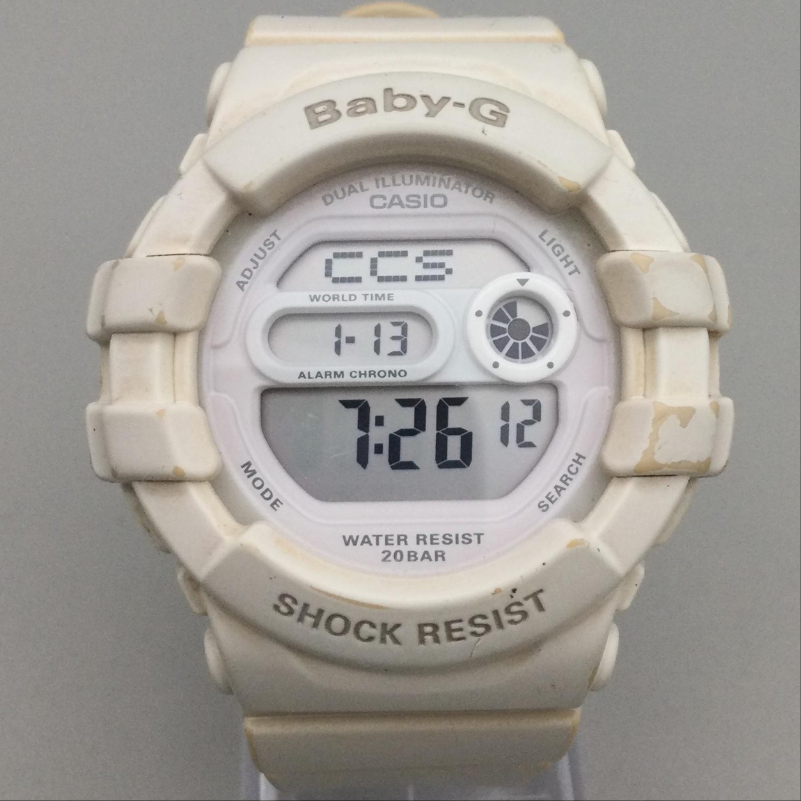 Casio Baby-G 3277 BGD-140 Womens Watch 44mm White Pink Digital New Battery