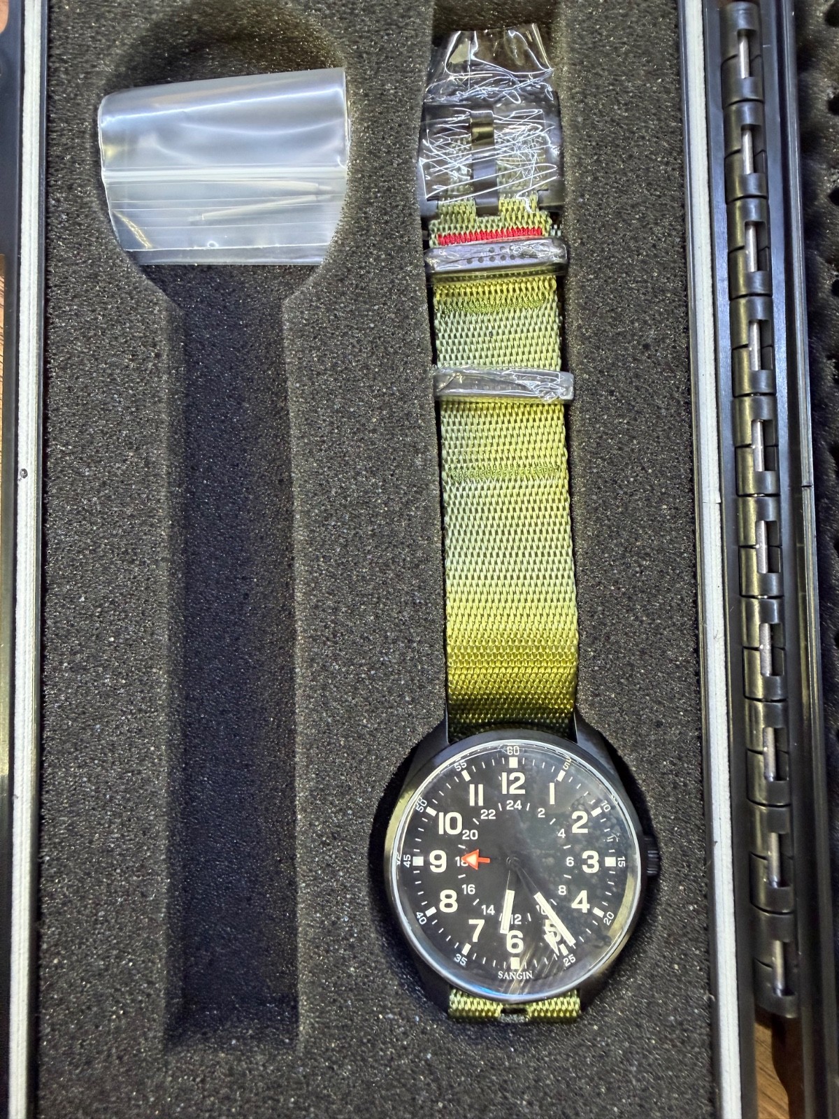 Brand New In Box – Sangin Instruments Overlord Brushed DLC Black Military Watch