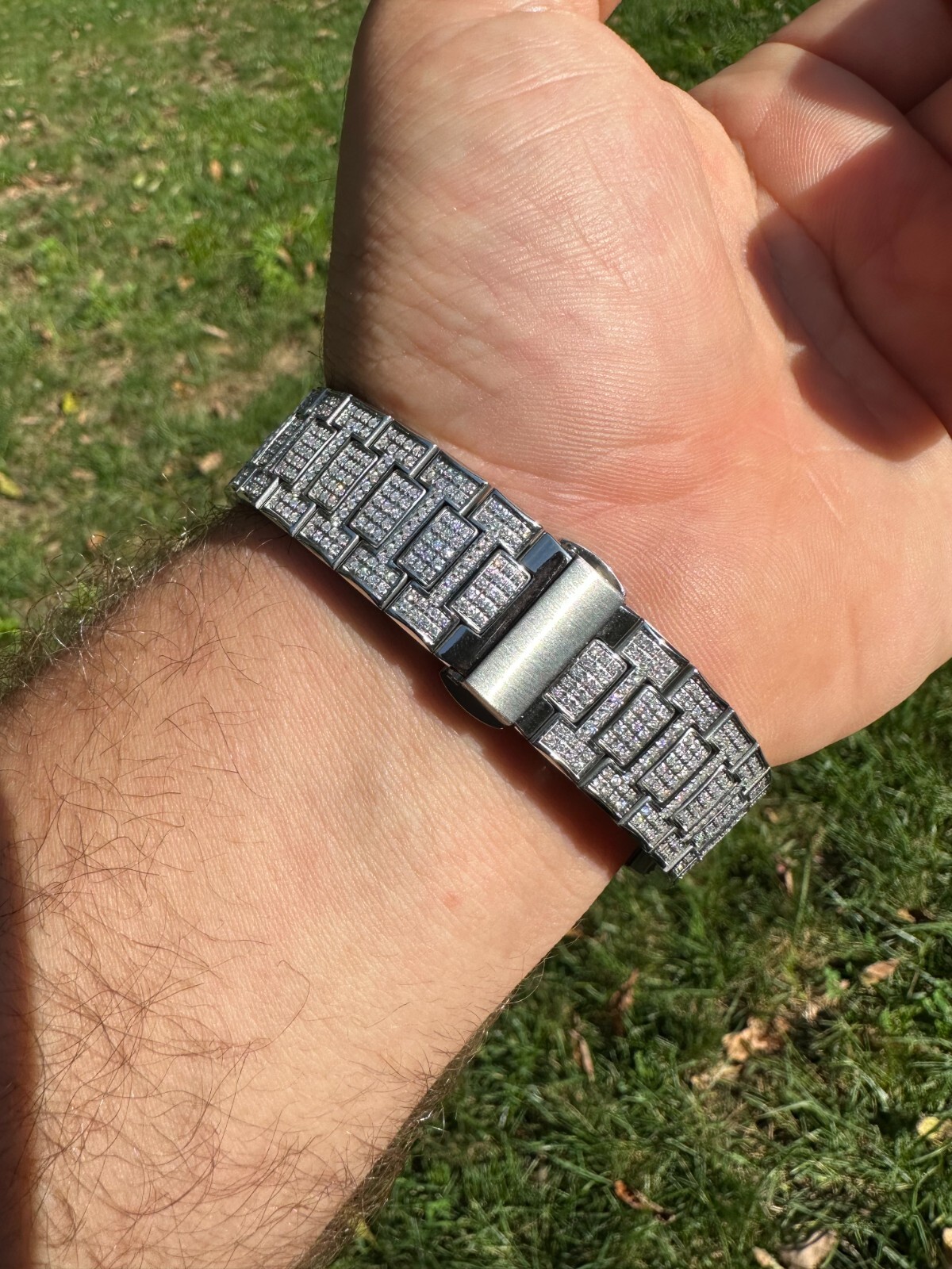 Real Mens Watch Fully Iced Blinged Stainless Steel Bust Down Out 41mm Hip Hop