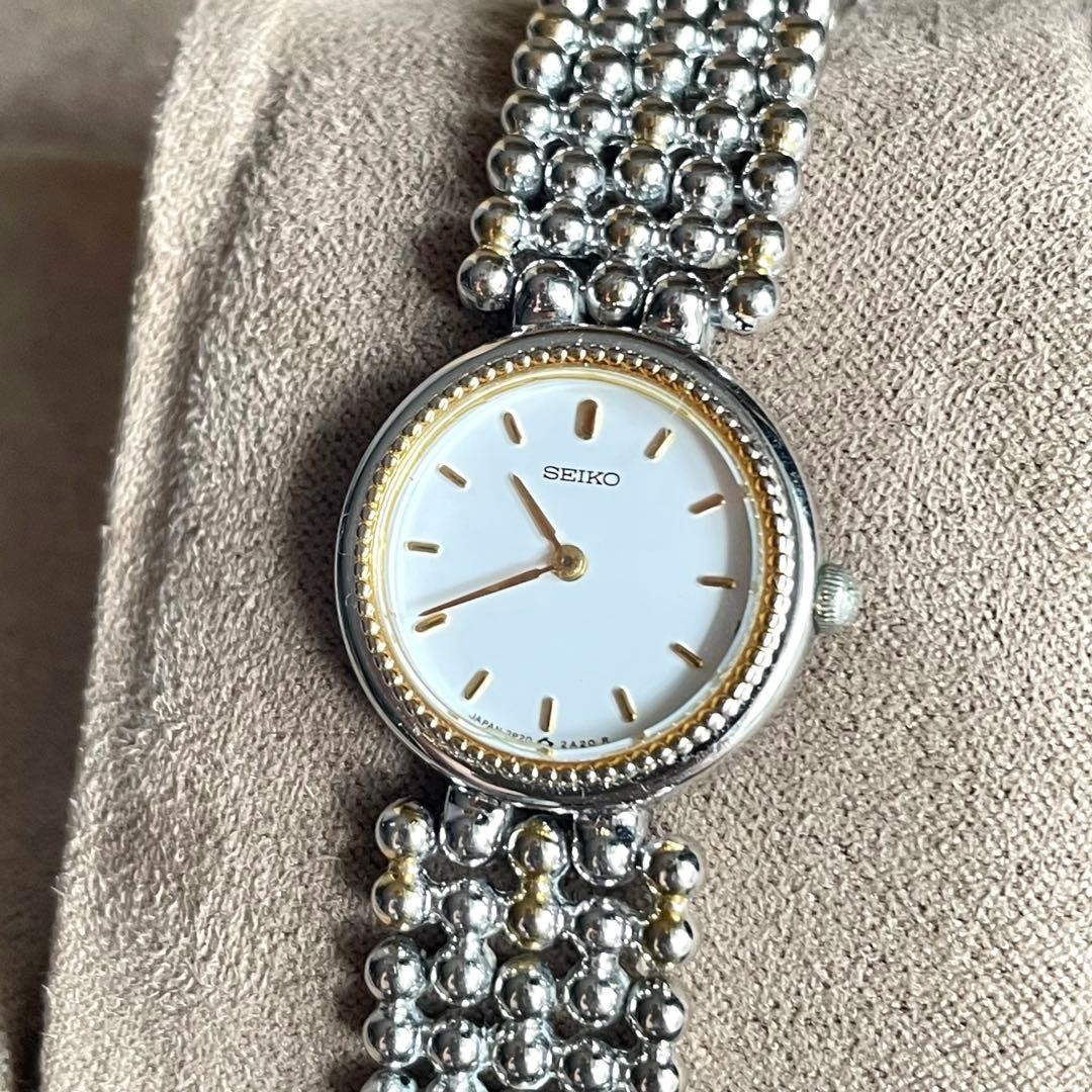 Working SEIKO 5 Link Ball Chain Round Ladies Wristwatch