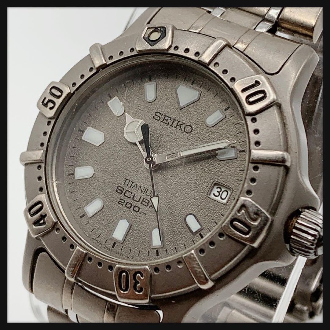 SEIKO men s titanium scuba 200m wristwatch with new battery