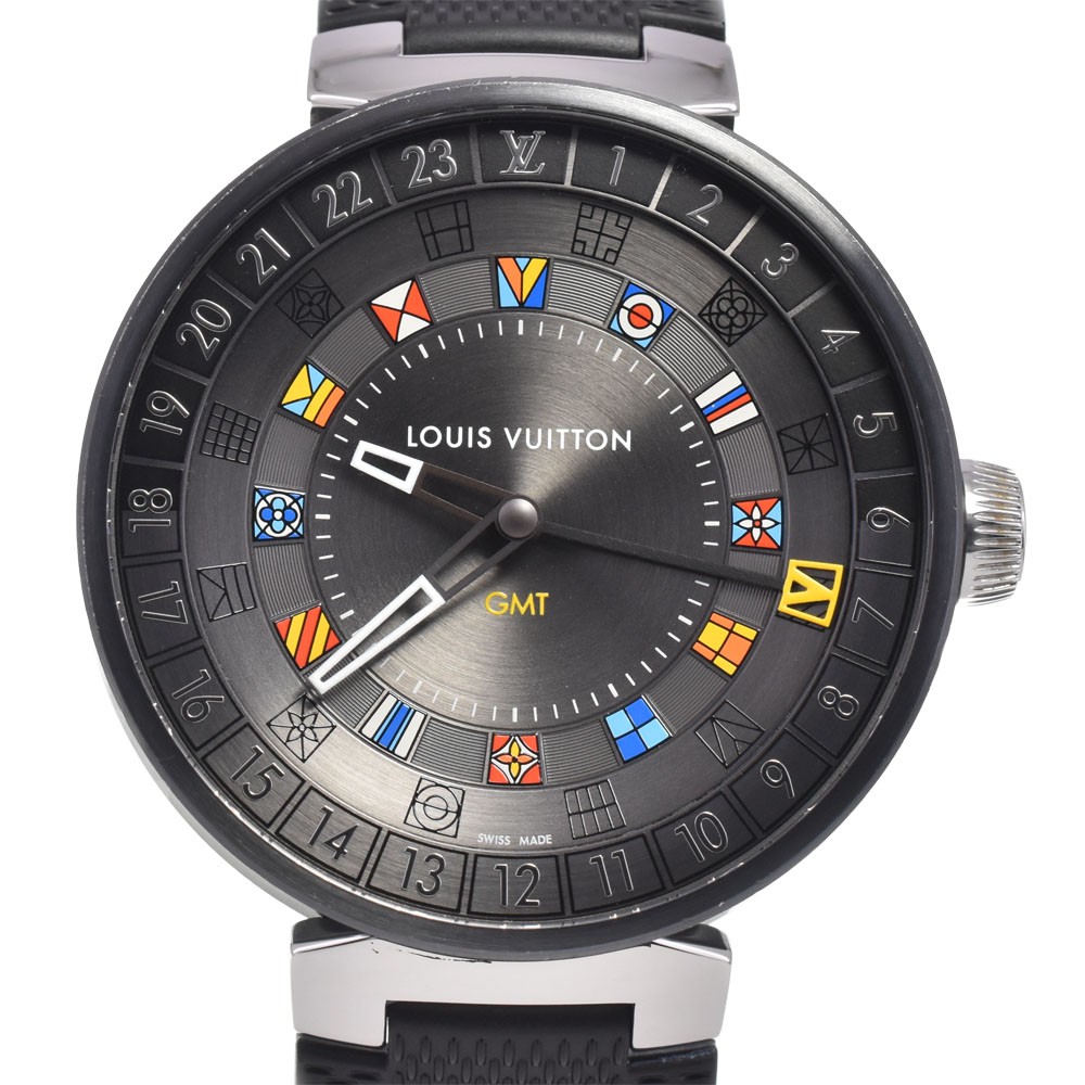 LOUIS VUITTON Tambour Moon Dual Time GMT QA097 Quartz Men’s Watch H#147781