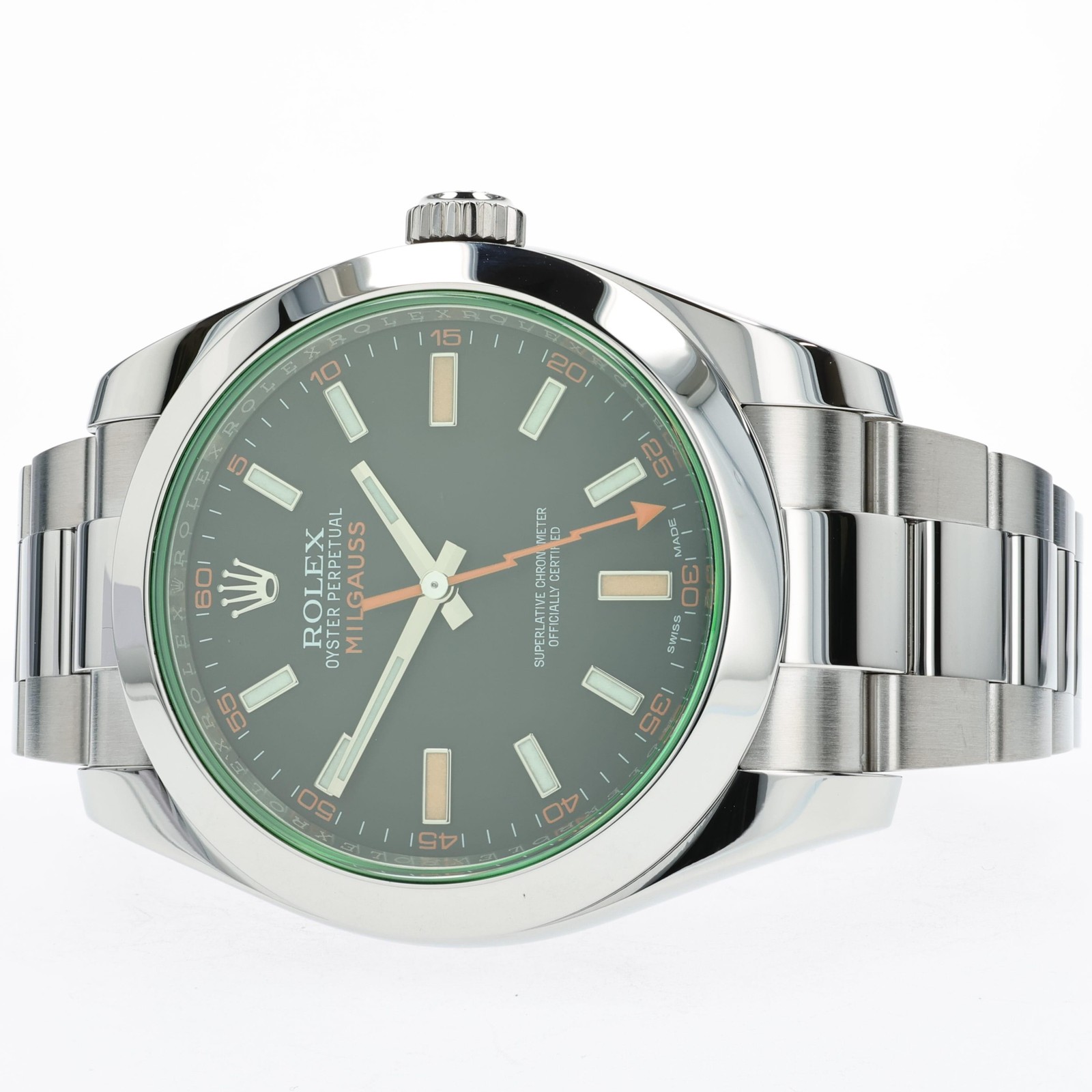 Rolex Milgauss Black Dial Green Crystal Stainless Steel 40MM 116400GV