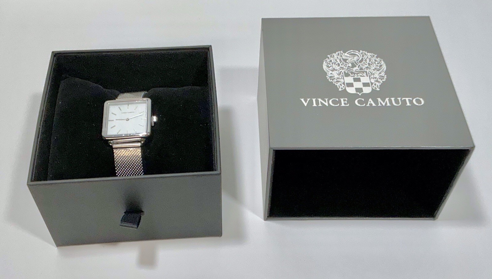 Vince Camuto Women’s Silver Square Face Mesh Band Watch – VCW8888L – NWT – READ