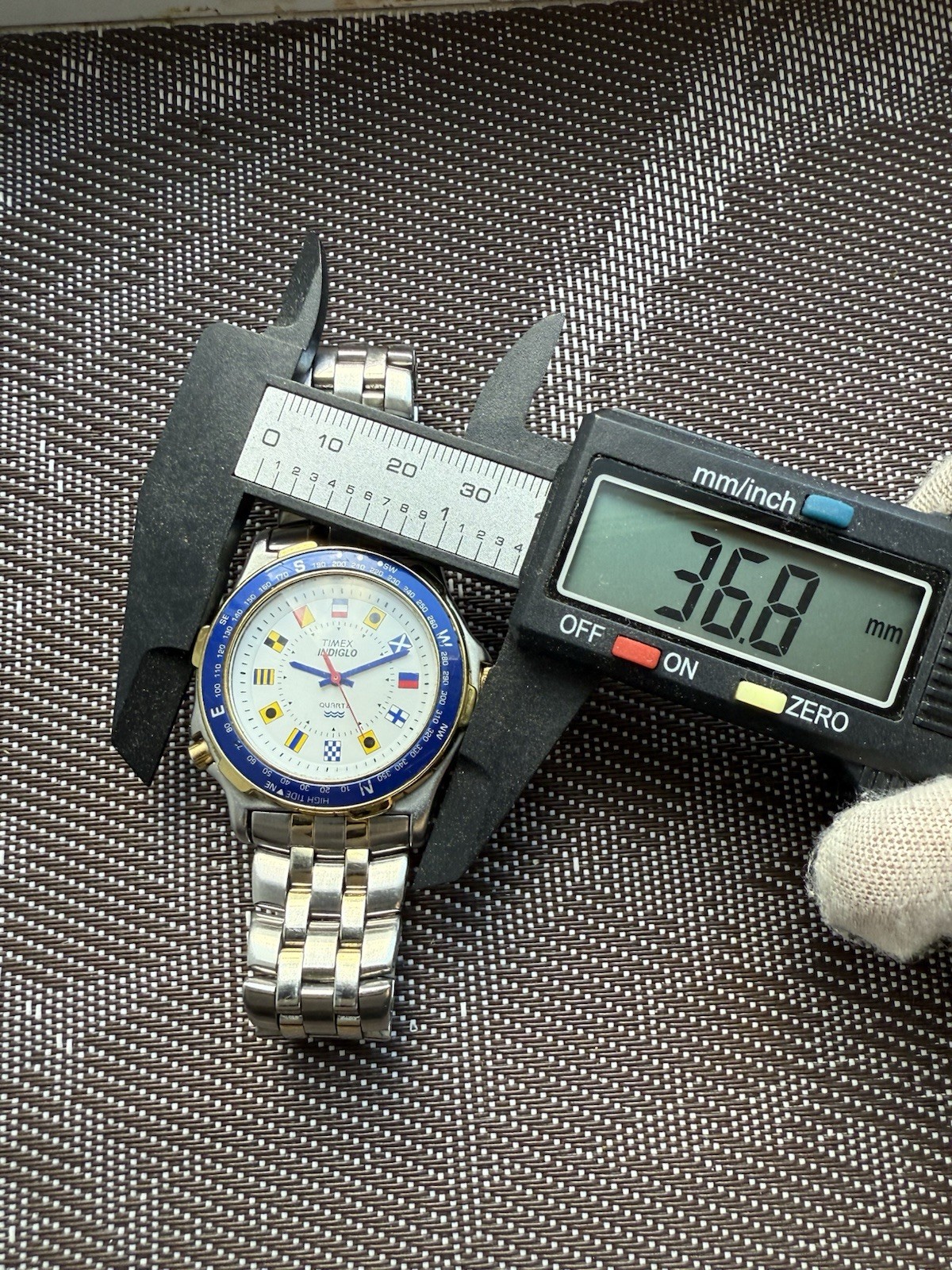 Vintage Timex Indiglo Nautical Flags Quartz Watch with Compass, and Bezel, 1995