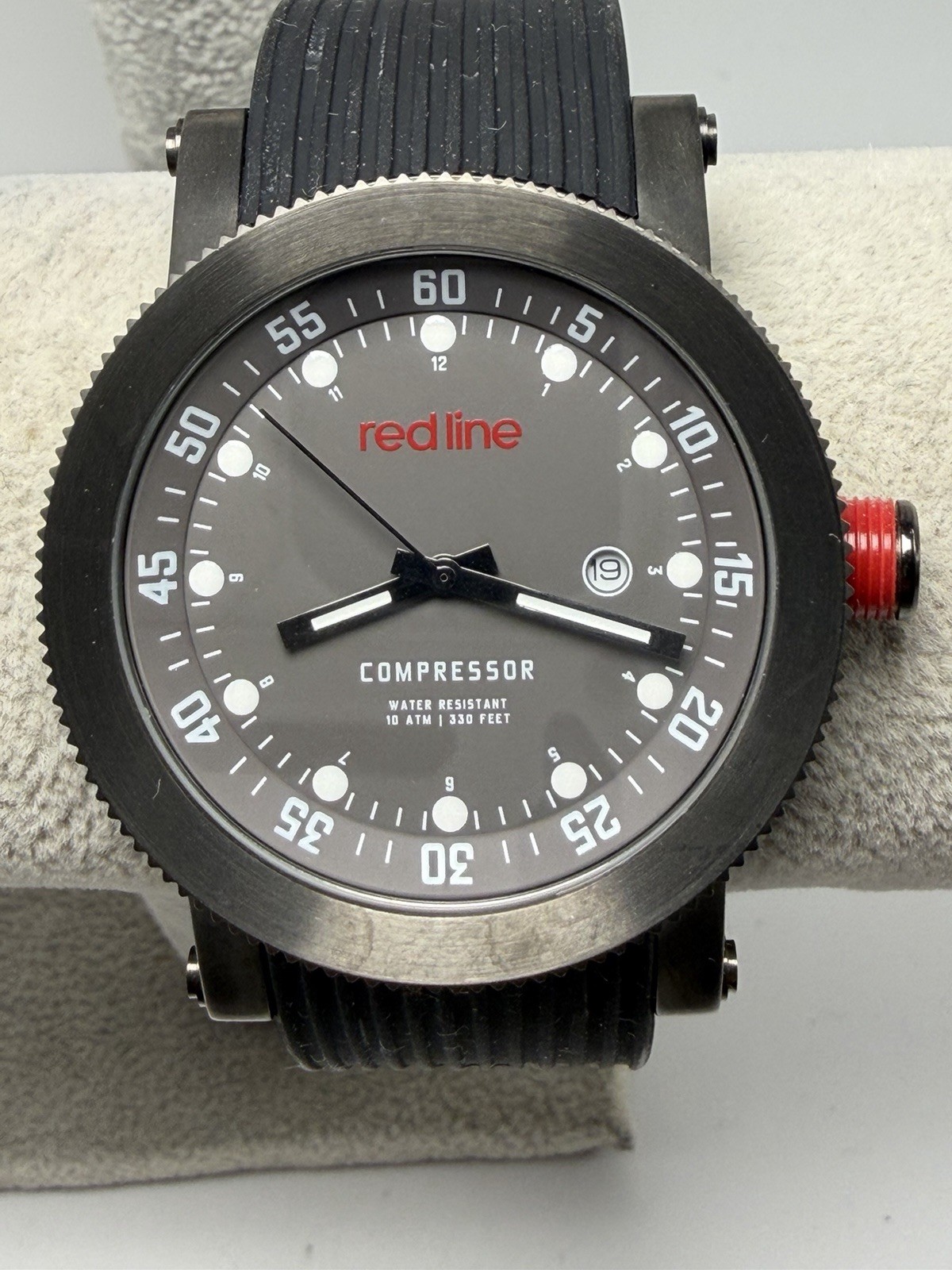 Redline Compressor New Battery Mens Watch 45MM 8.25″ Black Silicone Band