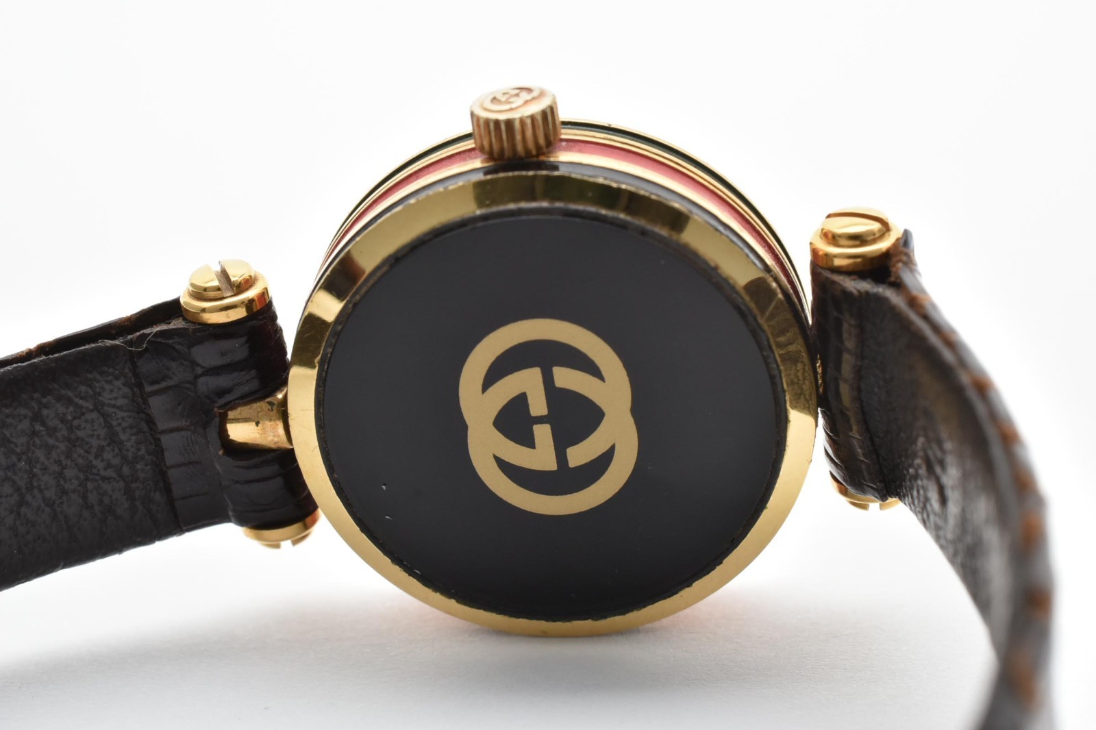 [EXC+5] GUCCI 2000L Sherry Line Gold Ivory Qz Womens Watch JAPAN